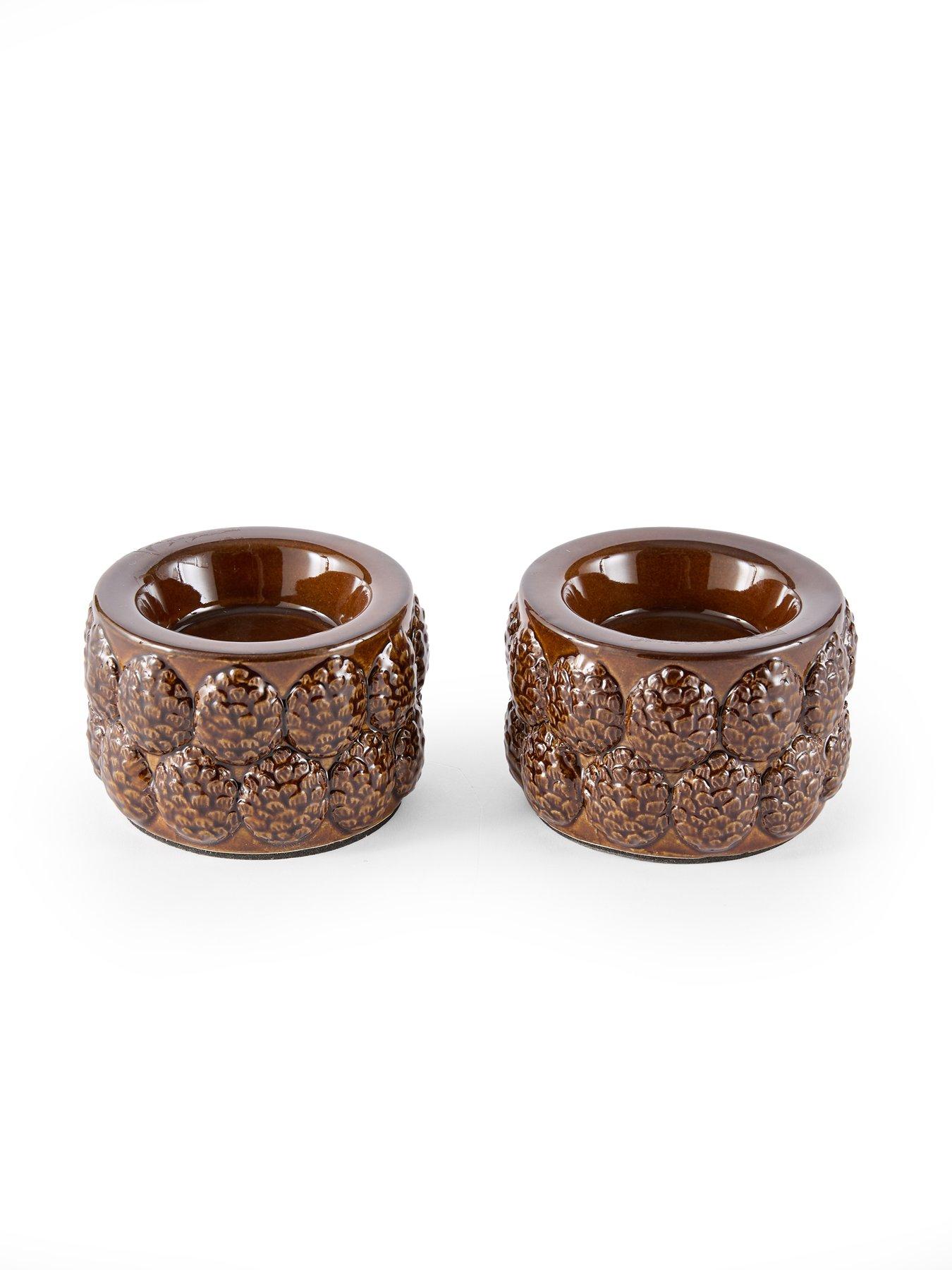 Image 3 of 7 of The Very Collection Set of 2&nbsp;Tealight Candle Holders With Pinecone Detail