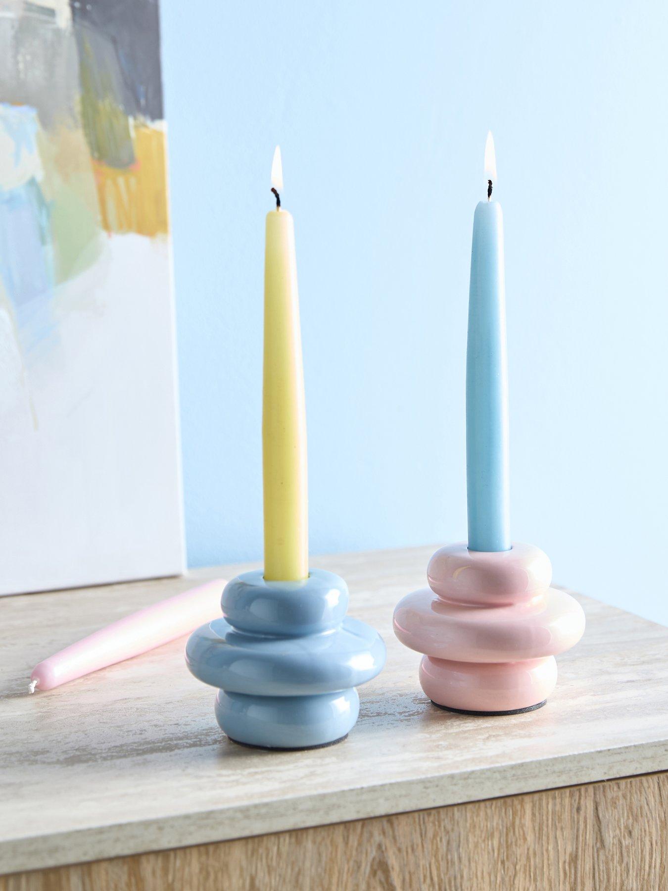 The Very Collection Set Of 2 Softscape Ceramic Candlestick Holders