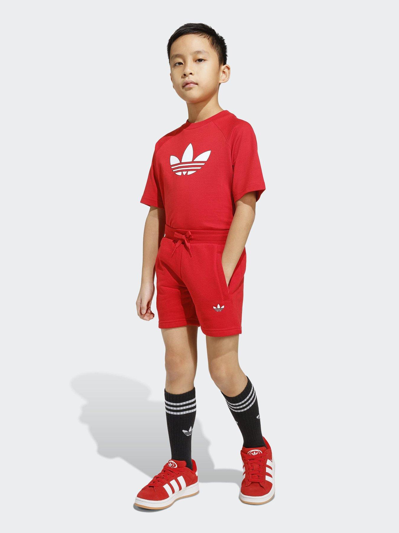 adidas Originals Kids Unisex Trefoil Loose Short Tee Set - Red