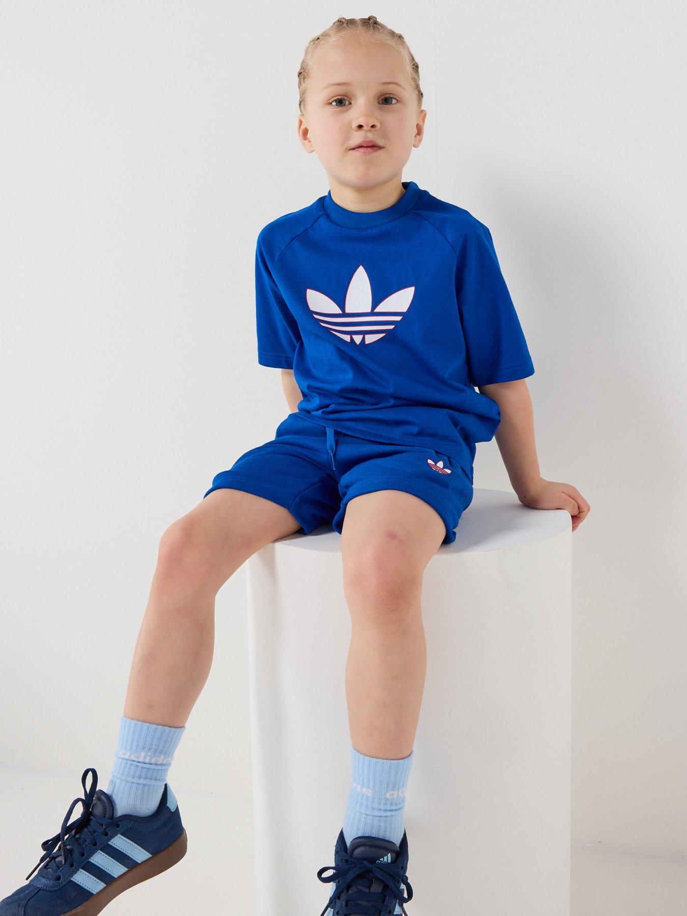 adidas Originals Kids Unisex Trefoil Loose Shorts and T-Shirt Set - Blue