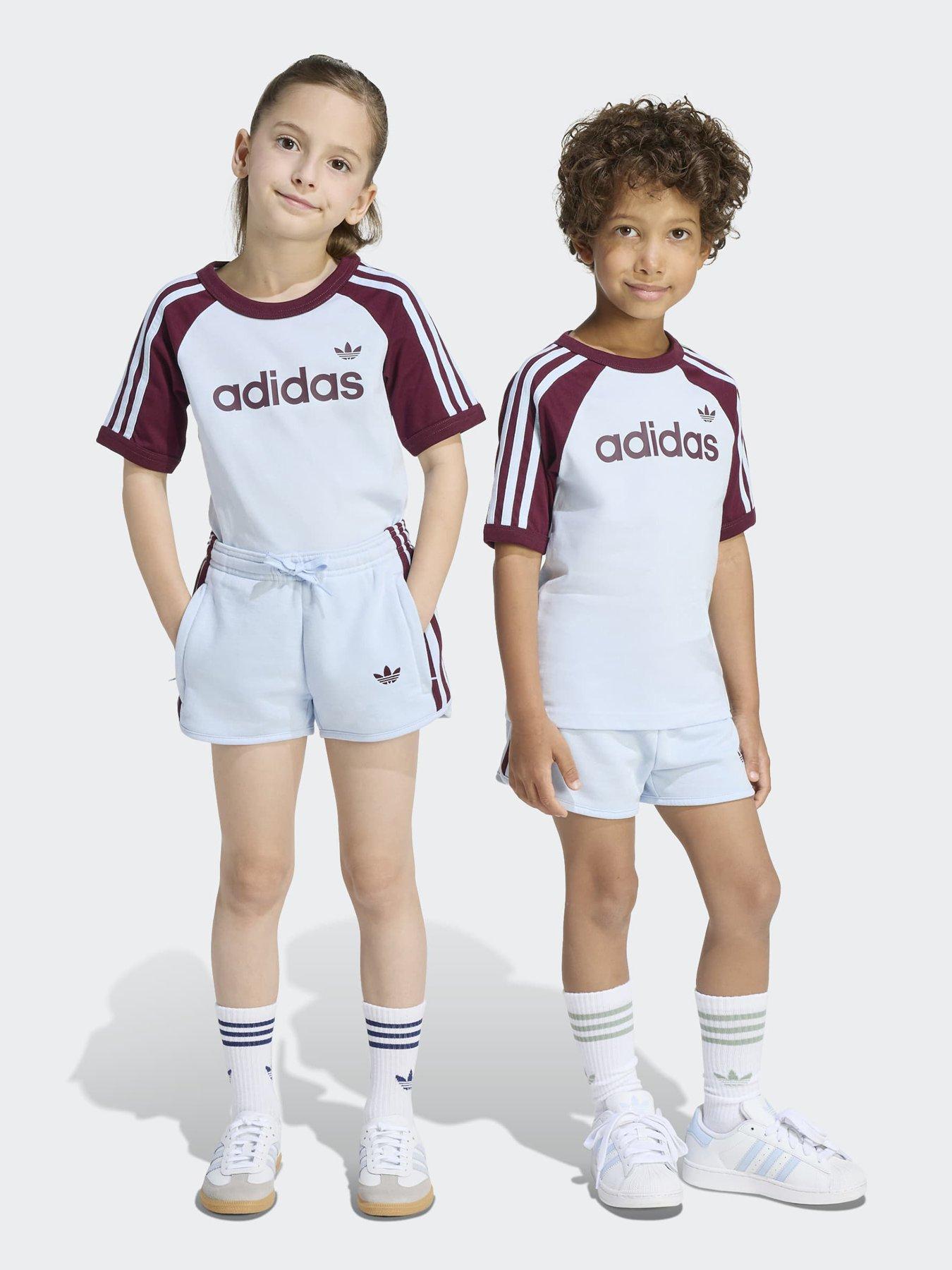 adidas Originals Kid's Shorts And Tee Set - Blue/maroon