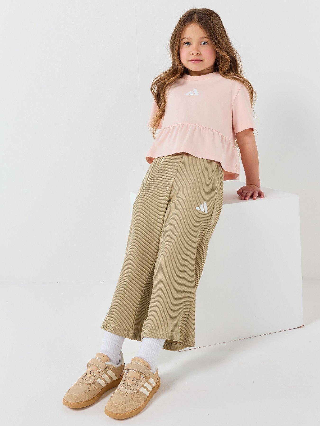Image 1 of 6 of adidas Sportswear Kids Girls Seasonals Sweat Ruffles Set Little Girls - Pink