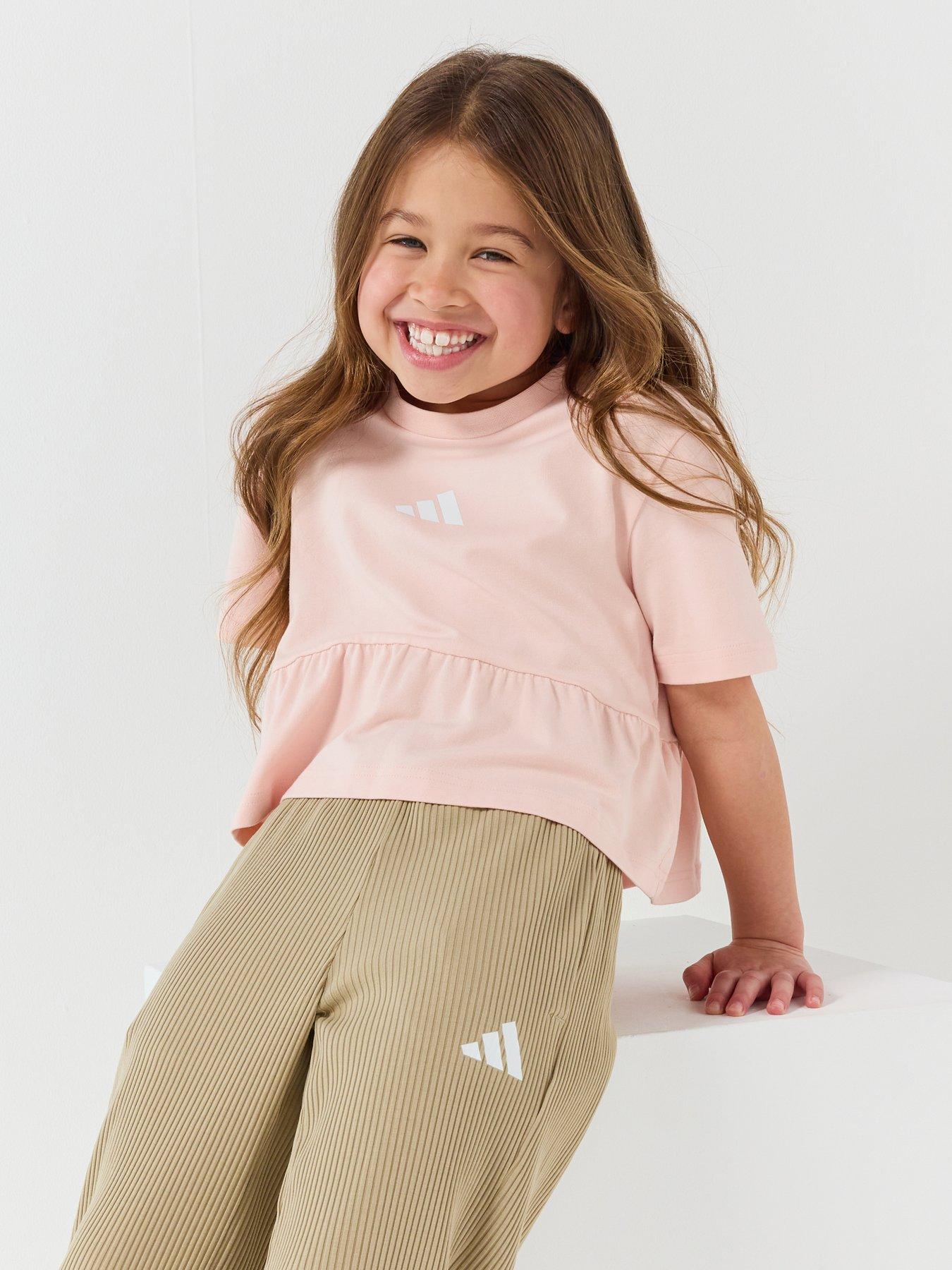 Image 4 of 6 of adidas Sportswear Kids Girls Seasonals Sweat Ruffles Set Little Girls - Pink