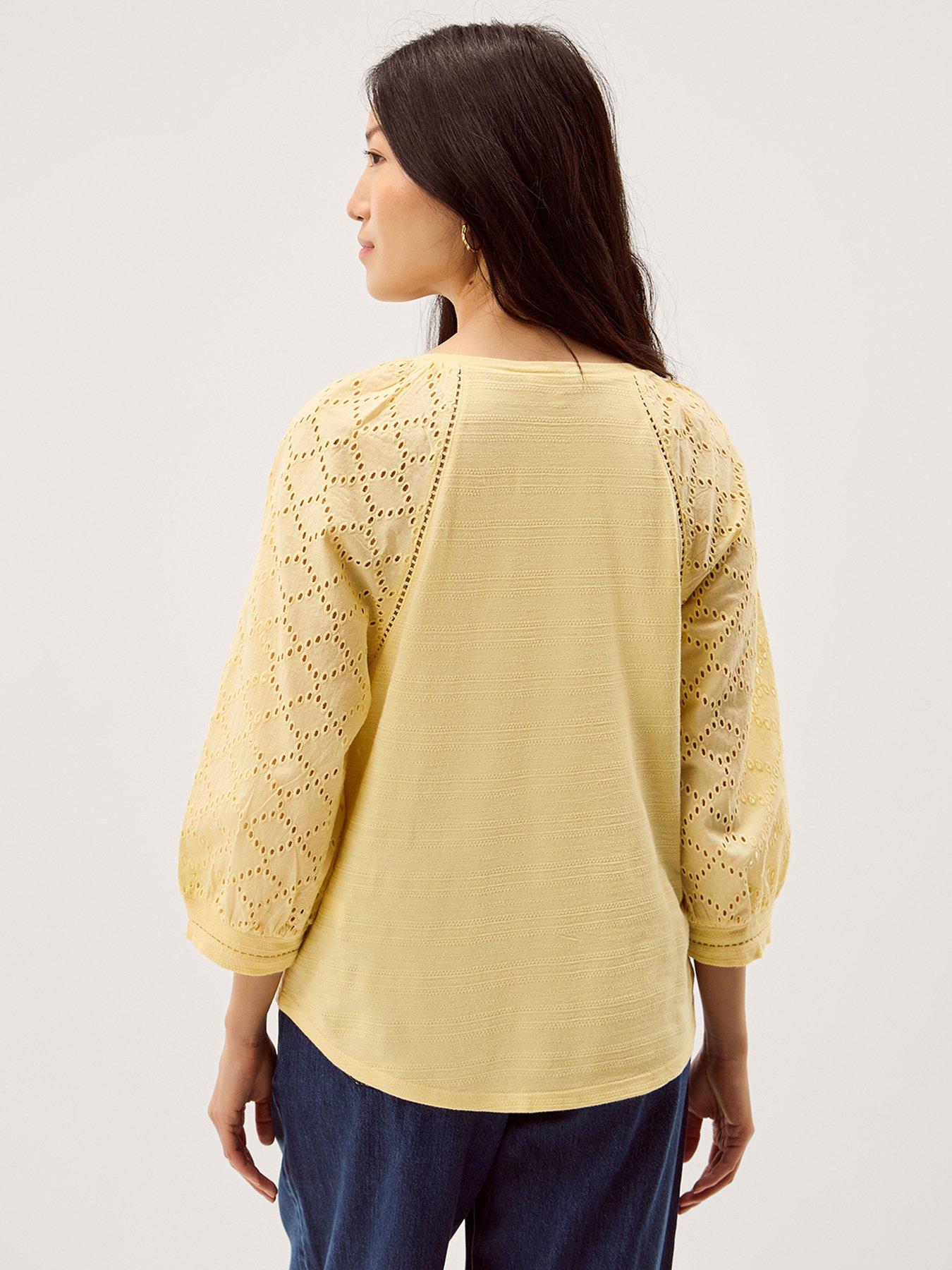 monsoon-fifi-fabric-mix-top-yellowstillFront