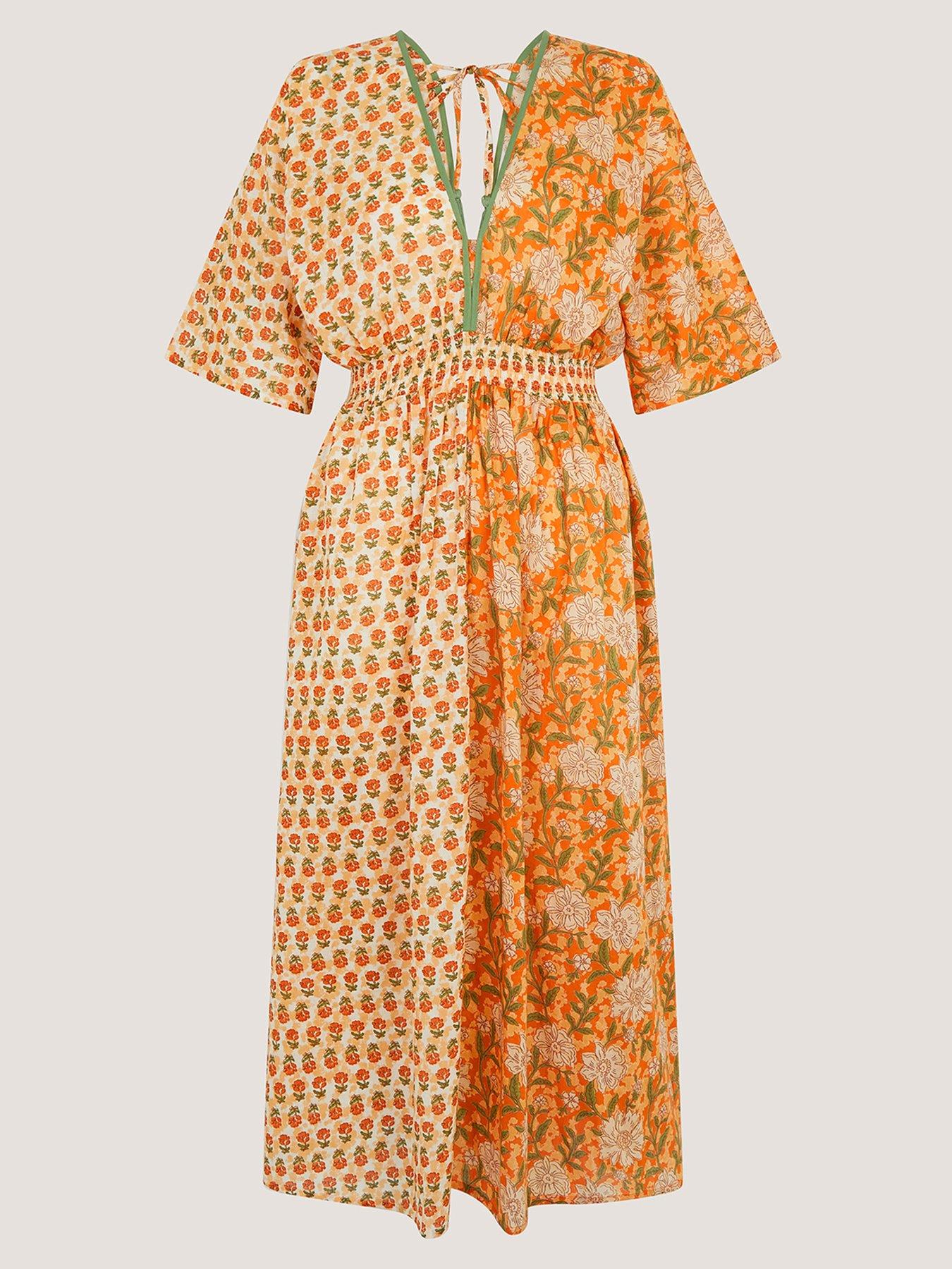 Image 5 of 5 of Monsoon Carris Floral Dress - Orange