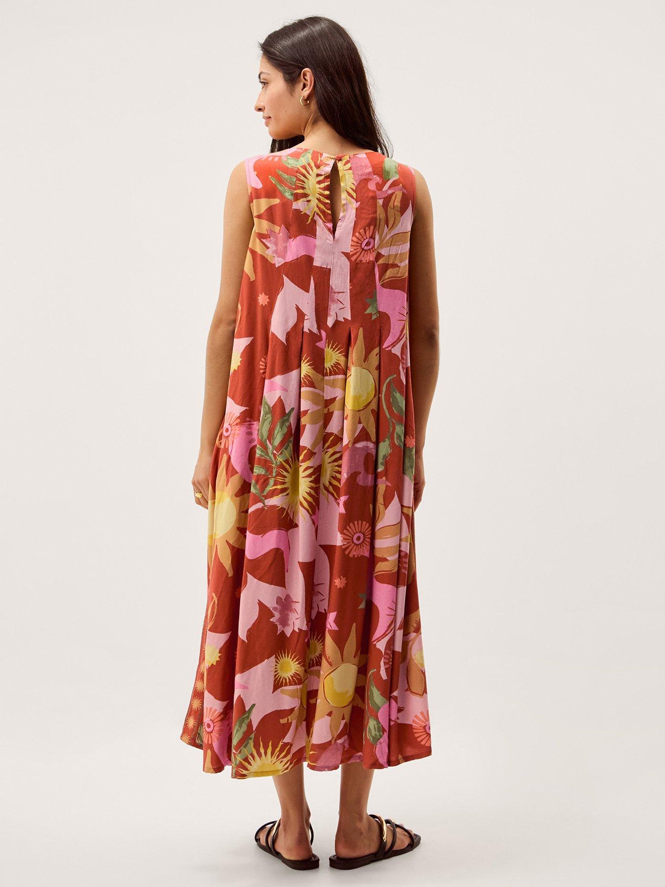 Image 2 of 4 of Monsoon Anissa A-Line Dress - Orange