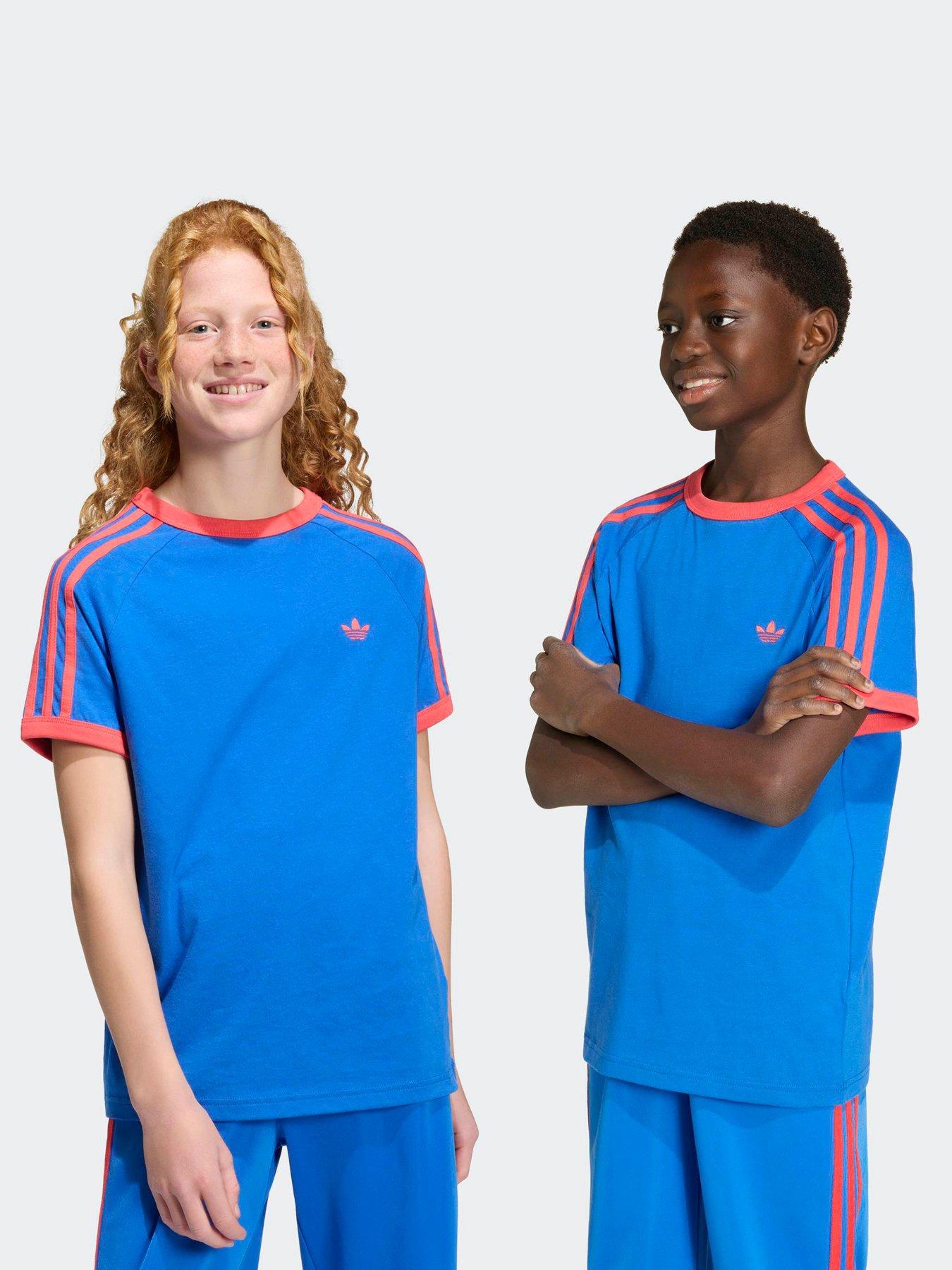 adidas Originals Junior Boys 3 -stripe Tee - Blue/red