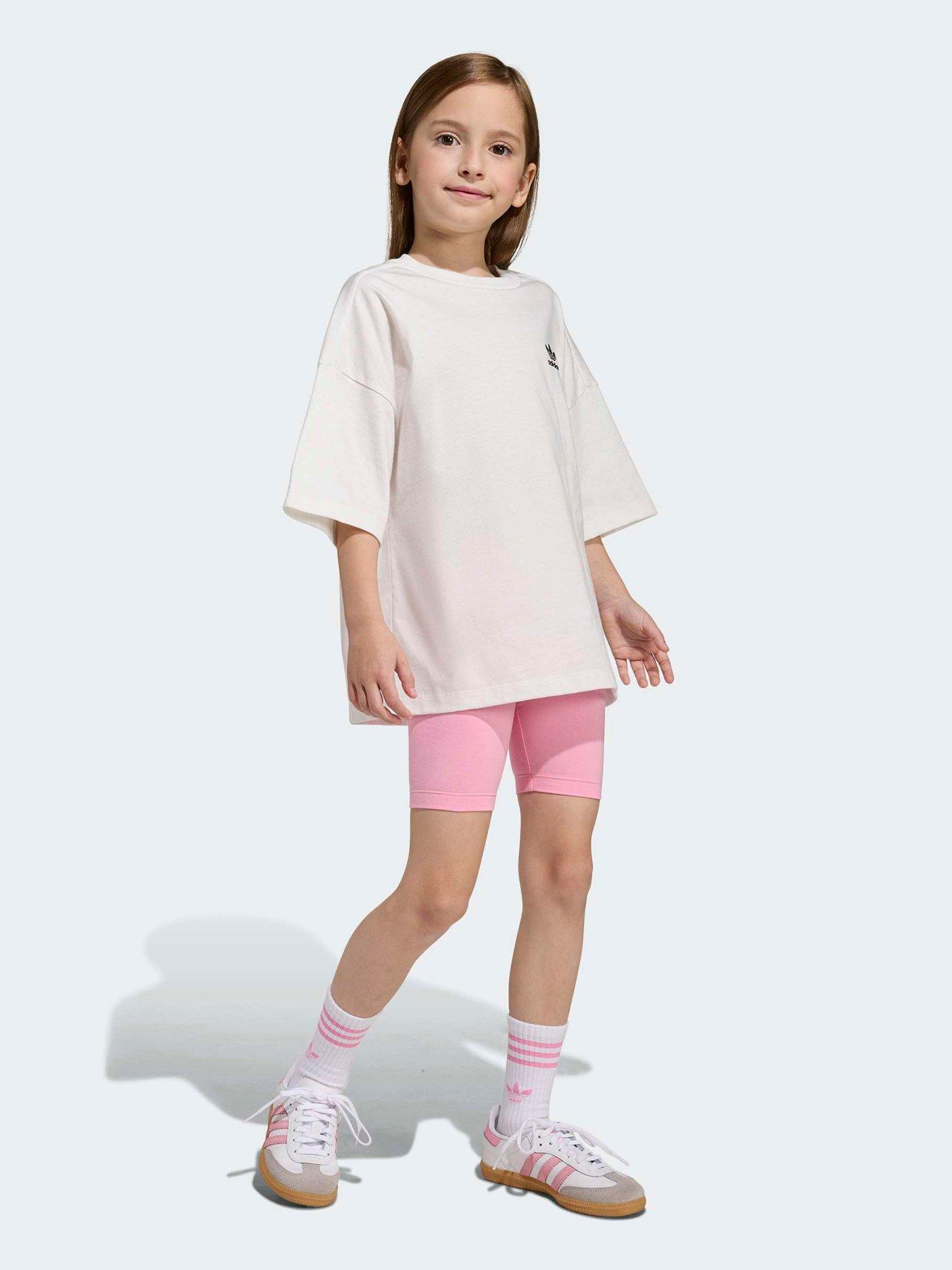 adidas Originals Kids Girl's Cycling Shorts And Tee Set Kids - Pink