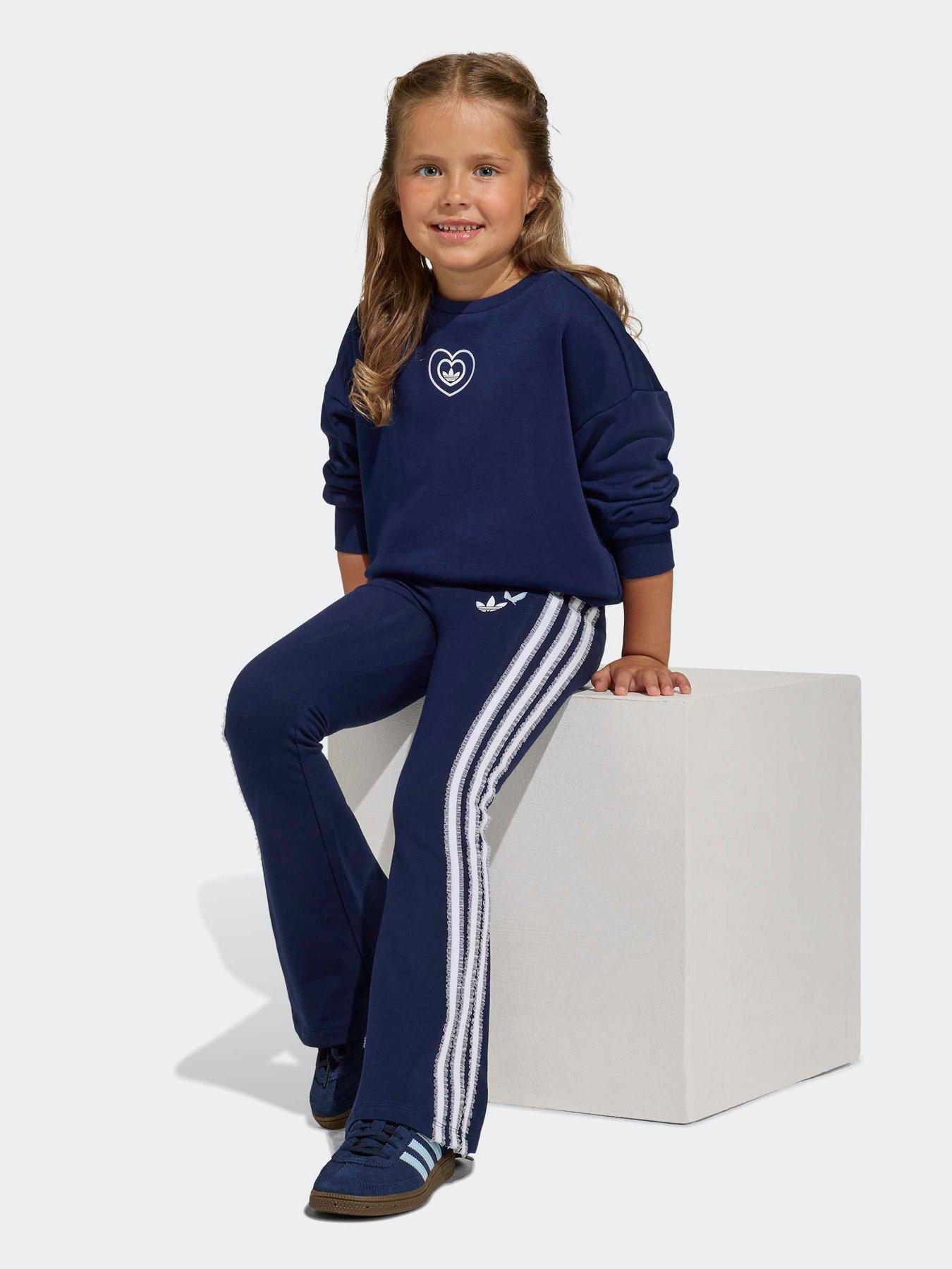 Image 3 of 7 of adidas Originals Kids Girl's Disney Crew and Flared Leggings Set - Blue