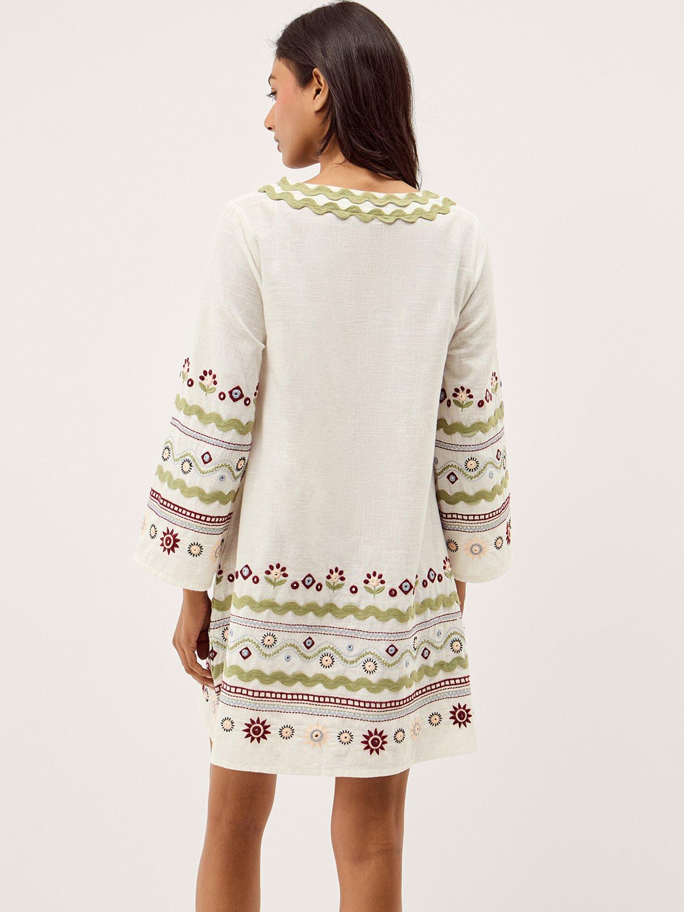 Image 2 of 4 of Monsoon Bria Embroidered Mini Tunic Dress - Cream