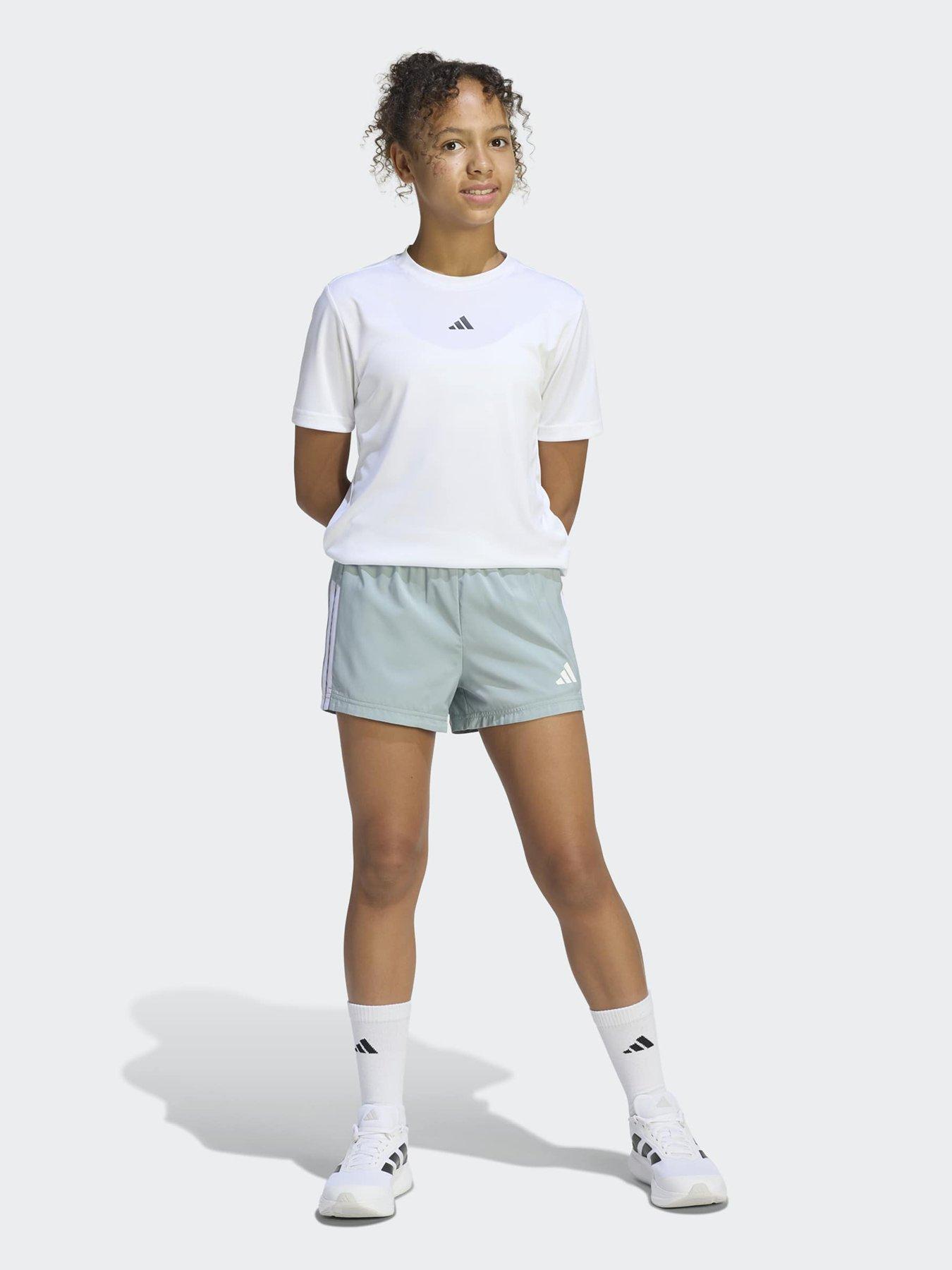 Image 1 of 5 of adidas Junior Girls Train Essentials 3-Stripe Shorts - Green