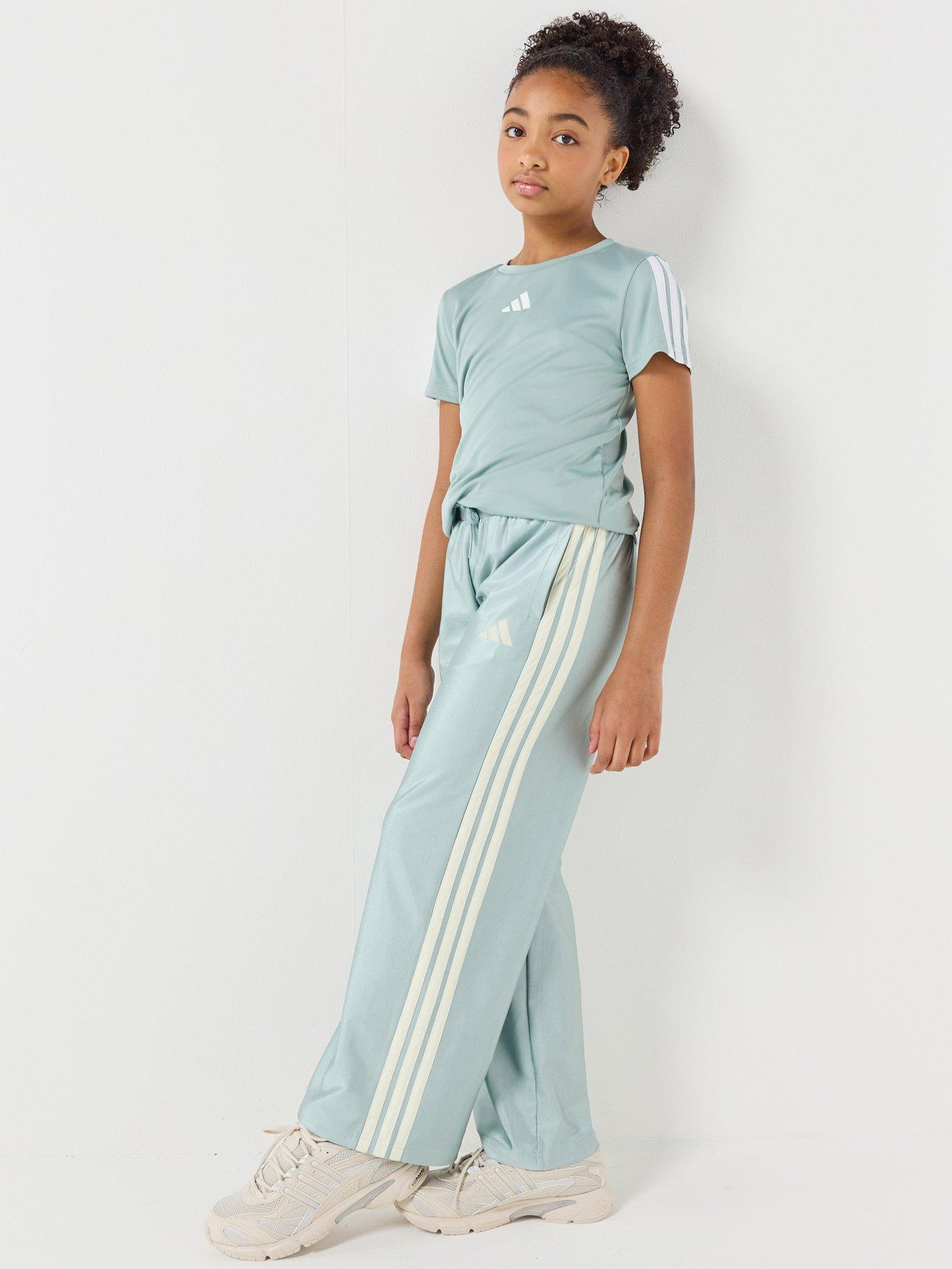 Adidas Sportswear Junior Girls Seasonals Glam Wide Leg Pants - Wonder Sage in Wosa/Silvmt