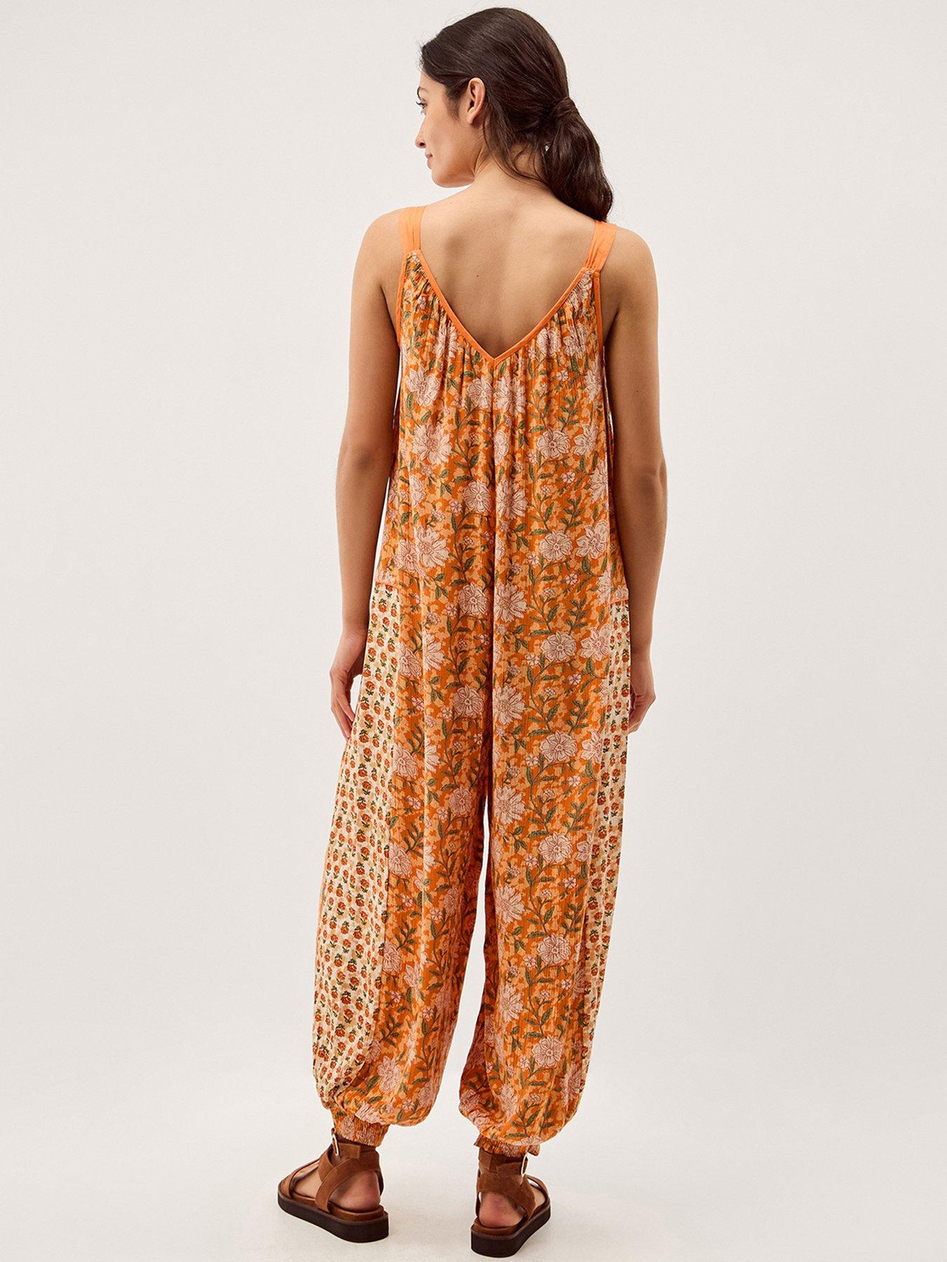 Image 2 of 5 of Monsoon Carris Floral Romper - Orange