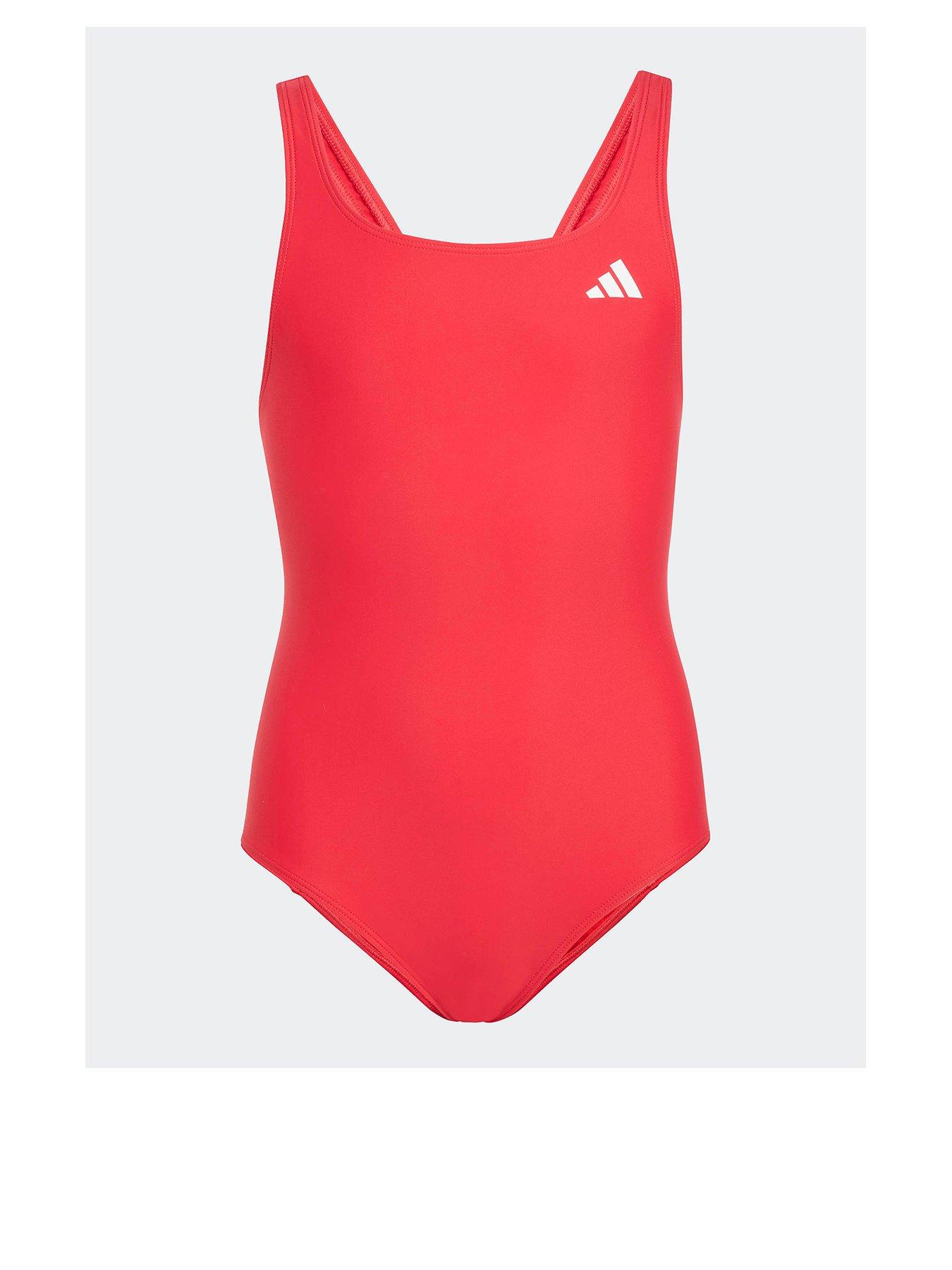 adidas Girls Essentials V Back Swimsuit - Red
