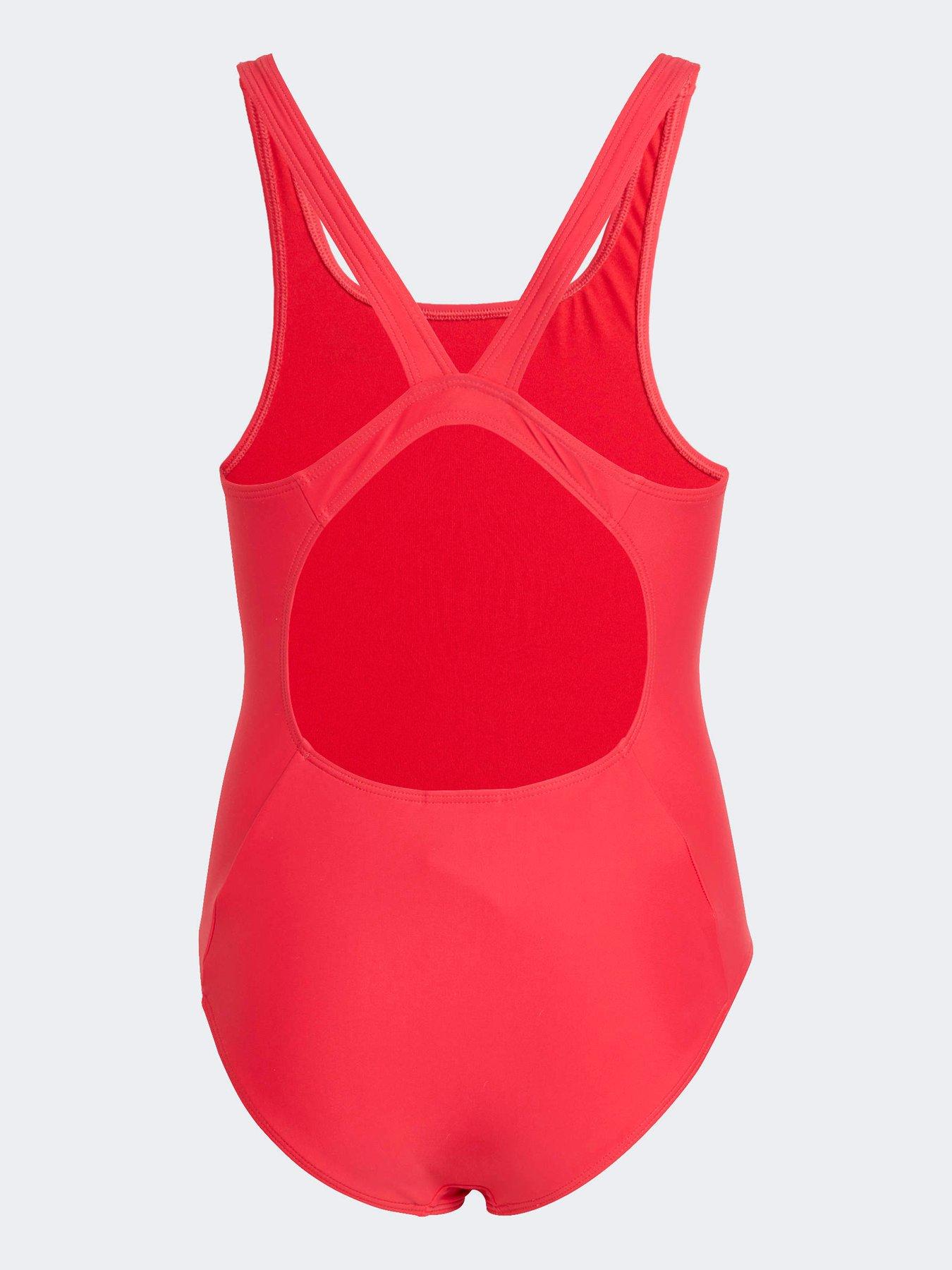 Image 2 of 3 of adidas Girls Essentials V Back Swimsuit - Red