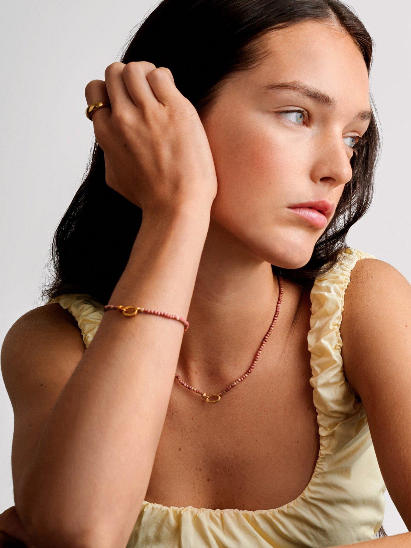 Katie Loxton RHODOCHROSITE NECKLACE , Gold Coated , 42cm