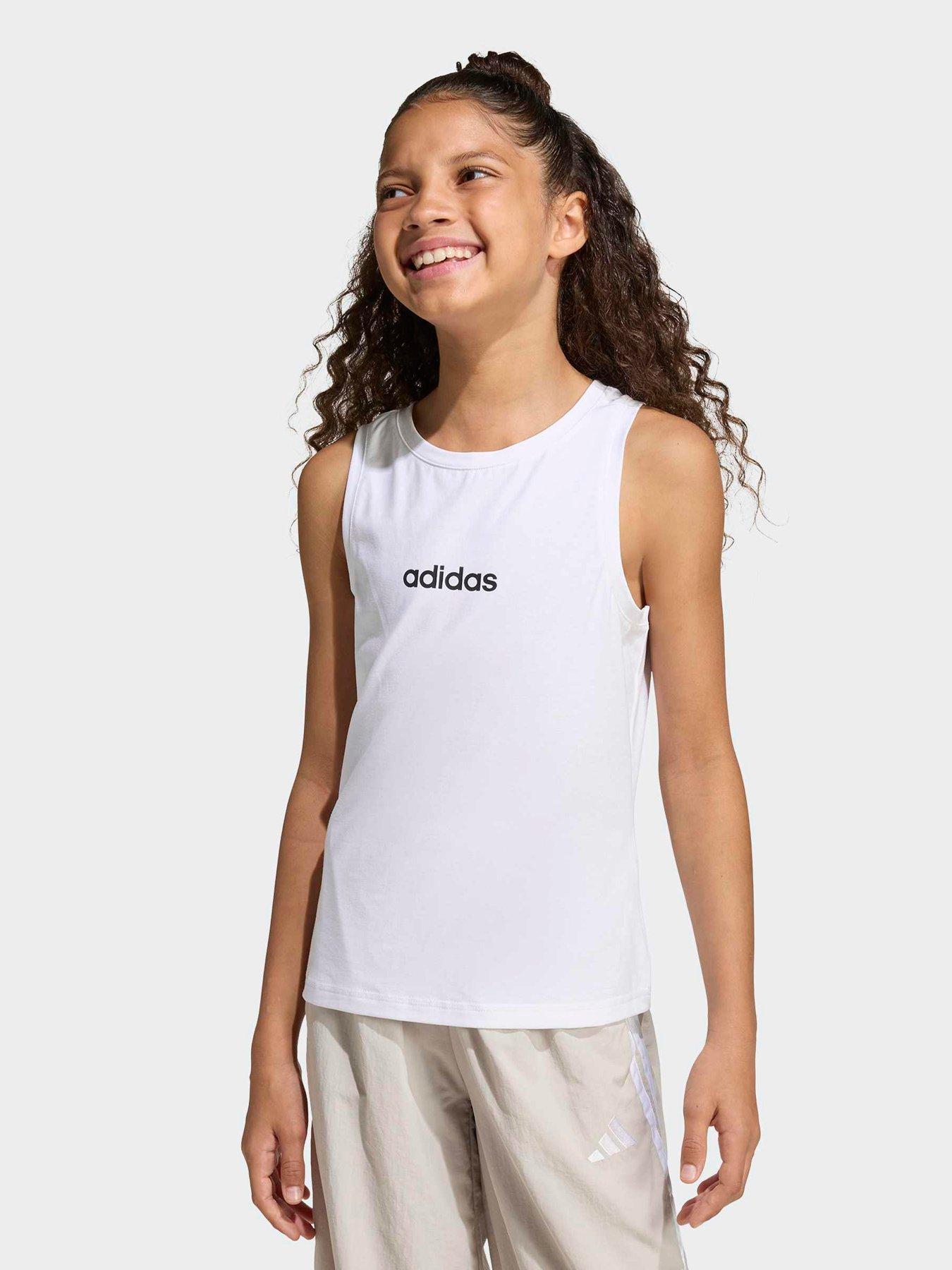 adidas Sportswear Junior Girls Girls Linear Single Jersey Tank - White