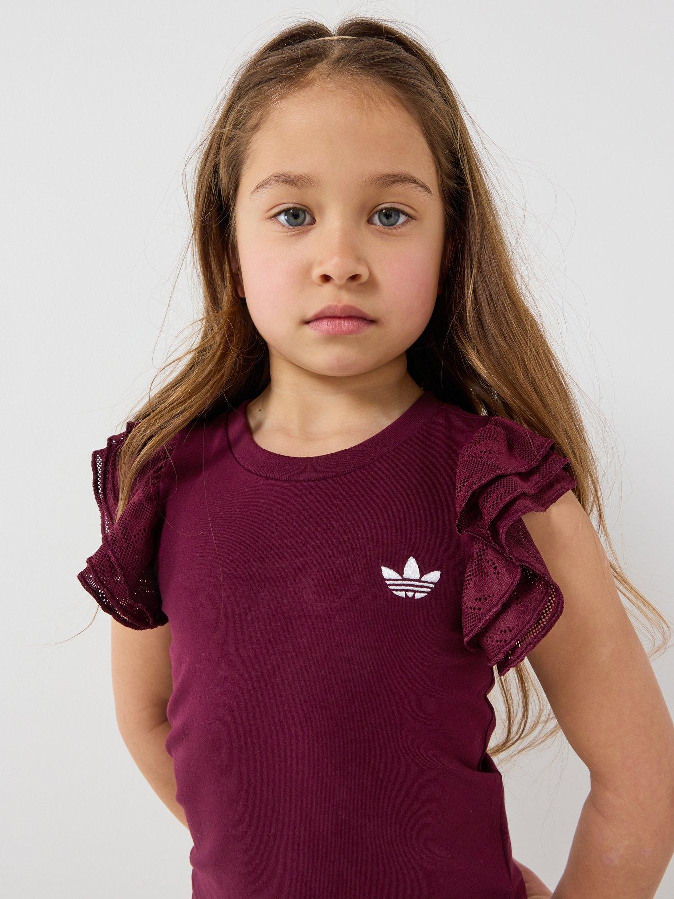 adidas Originals Kids Girl's Lace Cycling Short T-Shirt Set - Red