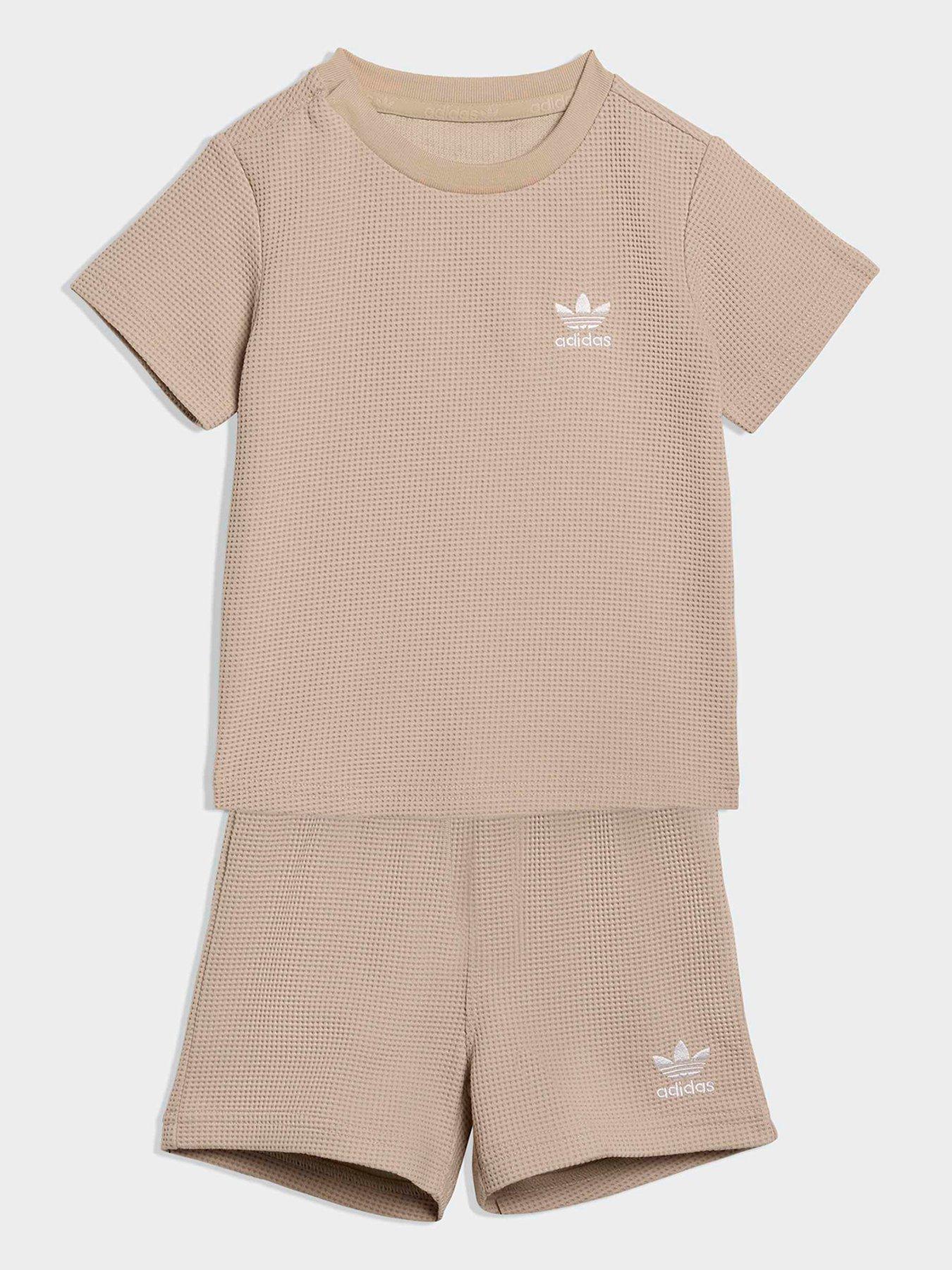 adidas Originals Infant Unisex Regular Waffle Short T-shirt Set - Beige