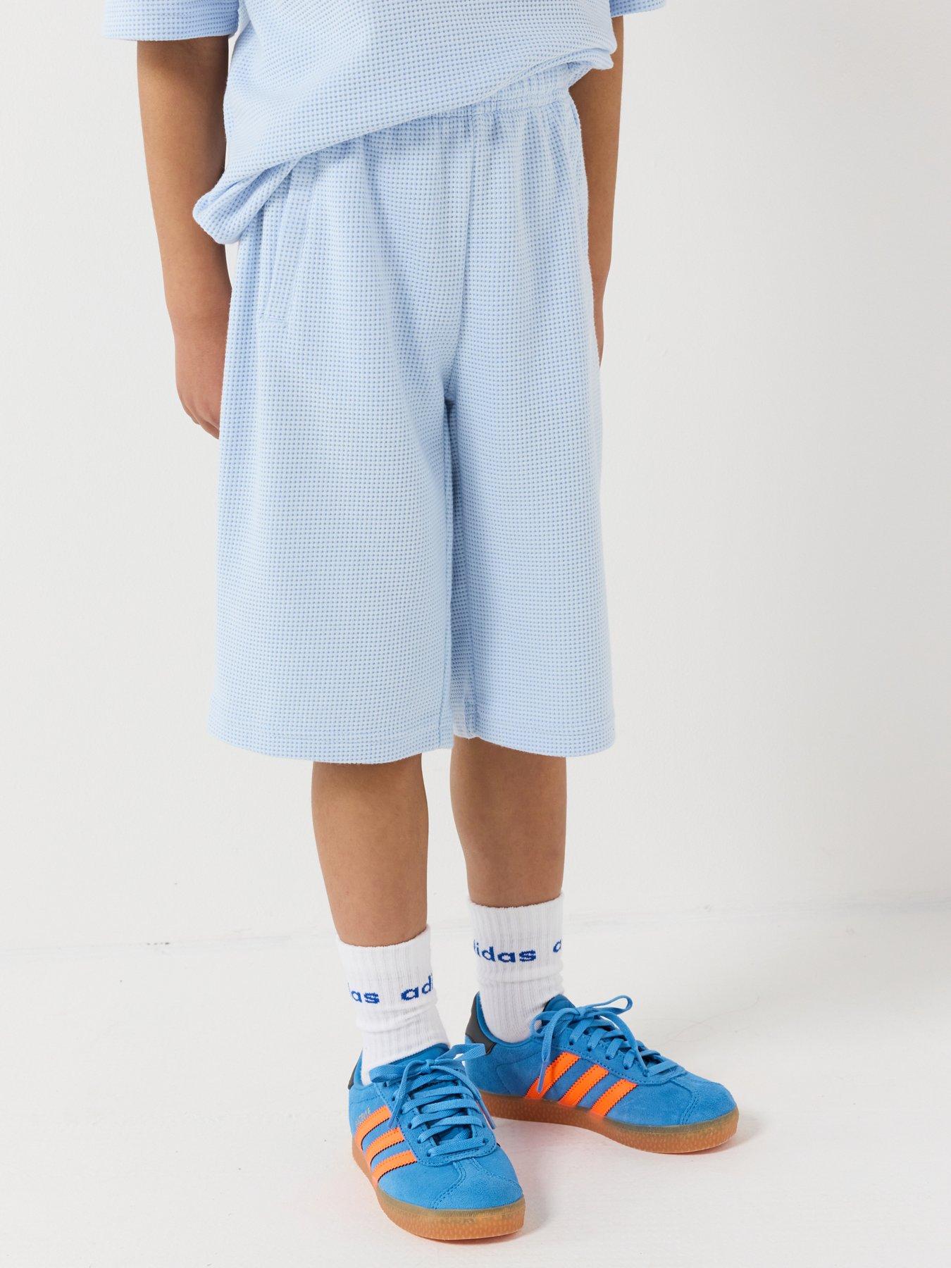 adidas Originals Kids Unisex Loose Waffle Short T-Shirt Set - Blue
