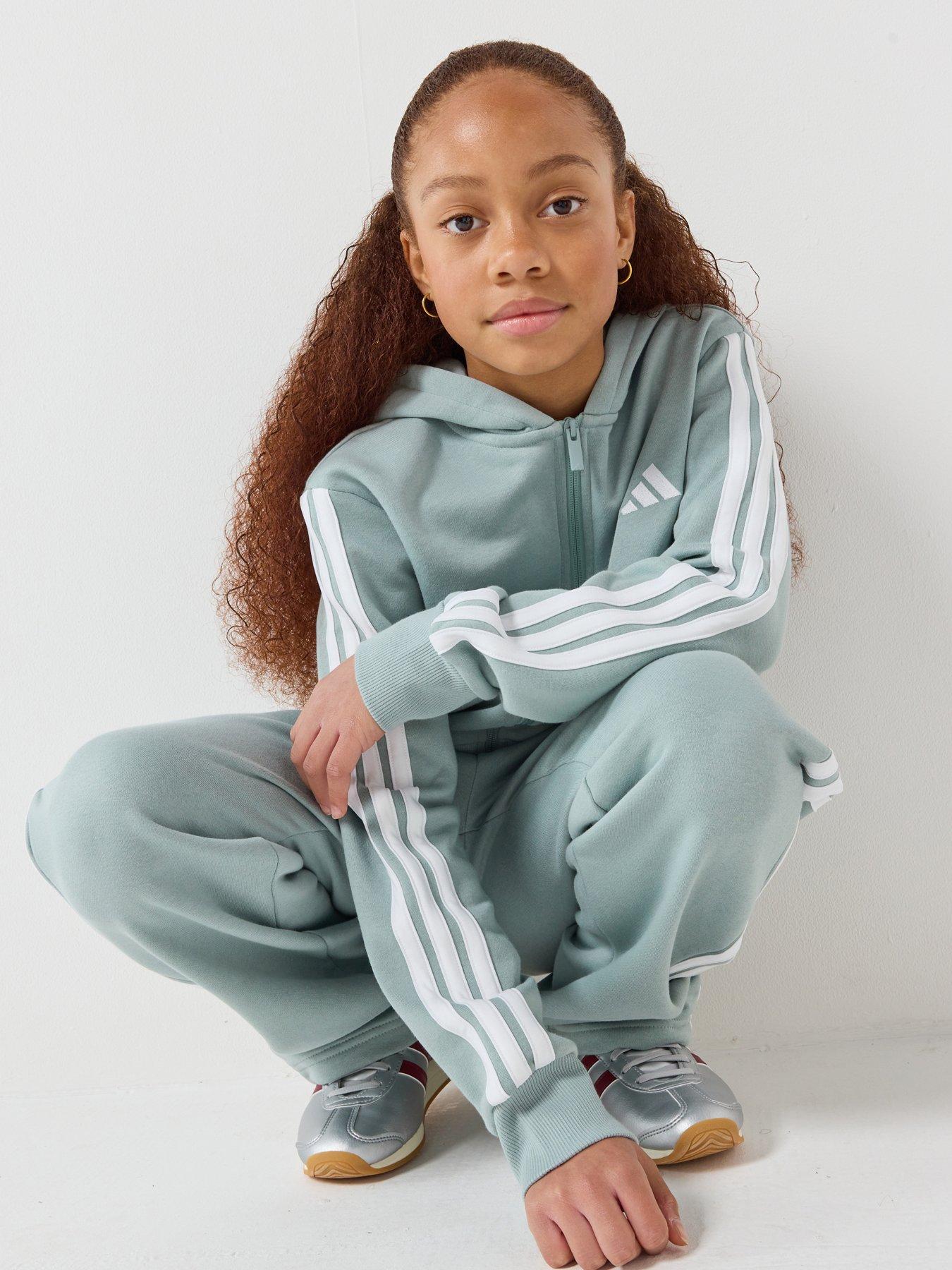adidas-sportswear-junior-girls-essentials-tracksuit-green