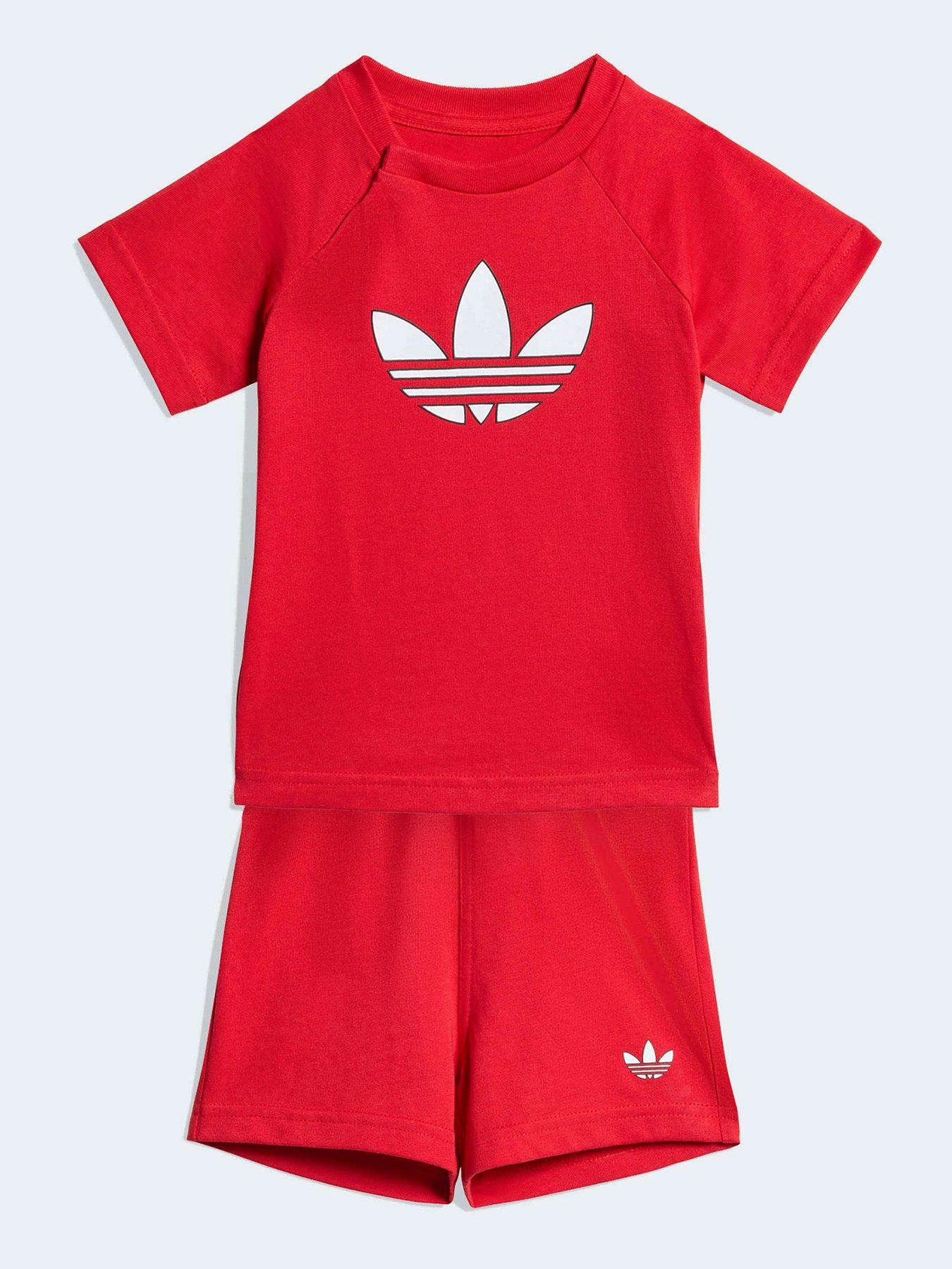 adidas Originals Infant Unisex Trefoil Short Tee Set - Red