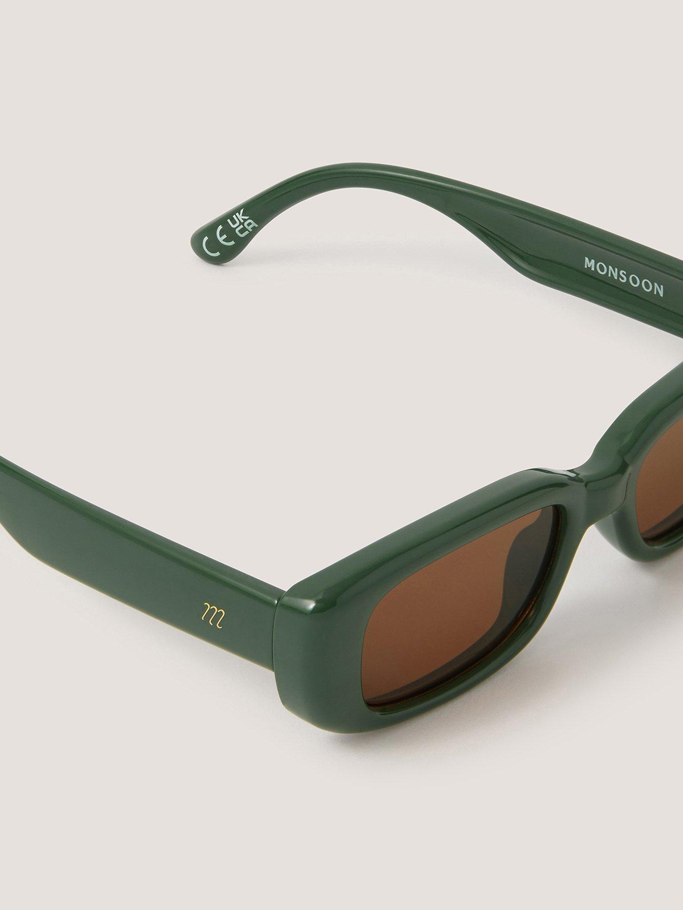 Image 3 of 3 of Monsoon Narrow Bubble Sunglasses - Green