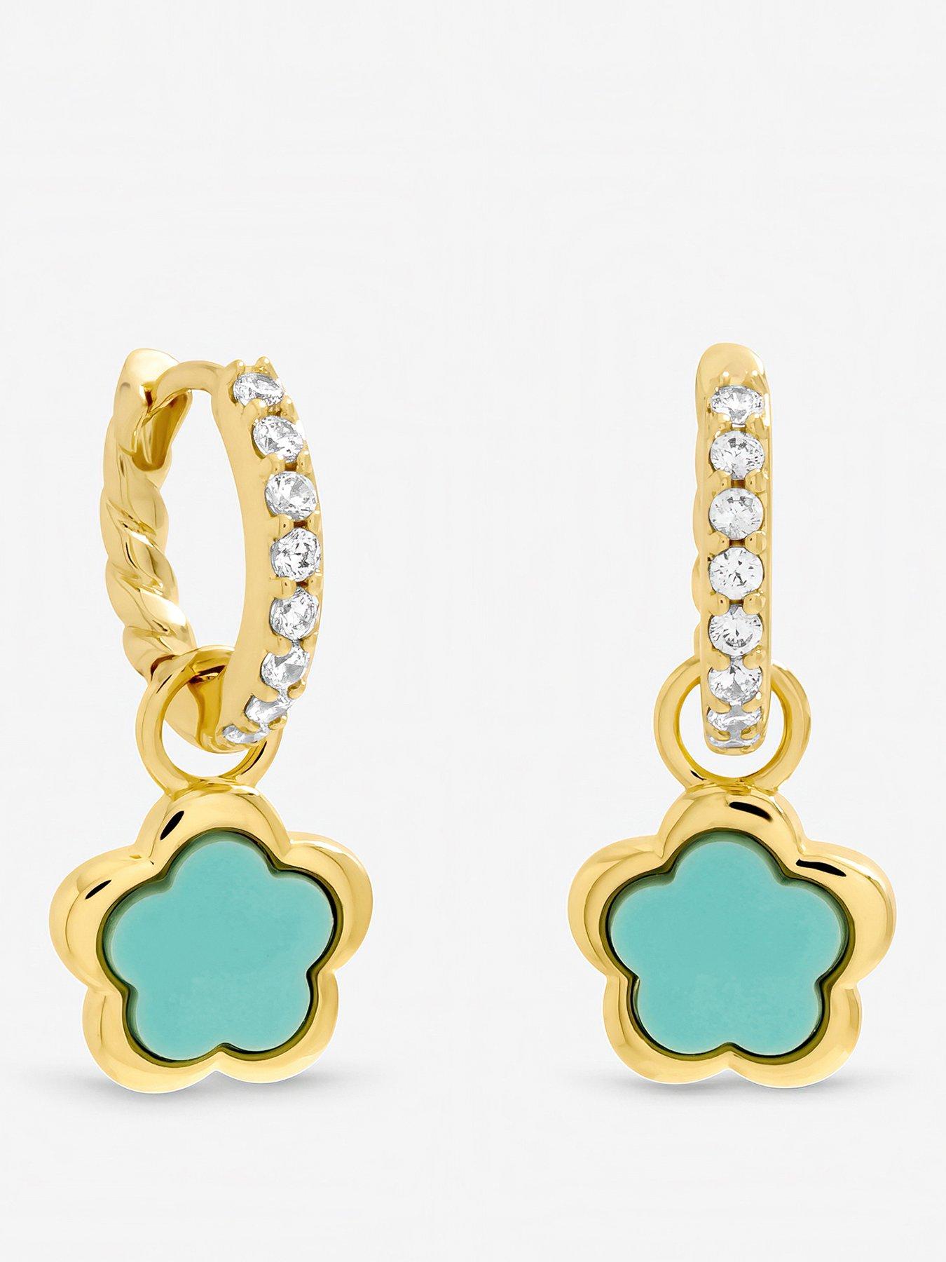 Inicio Inicio Gold Plated and Blue Flower Earrings - Gift Pouch