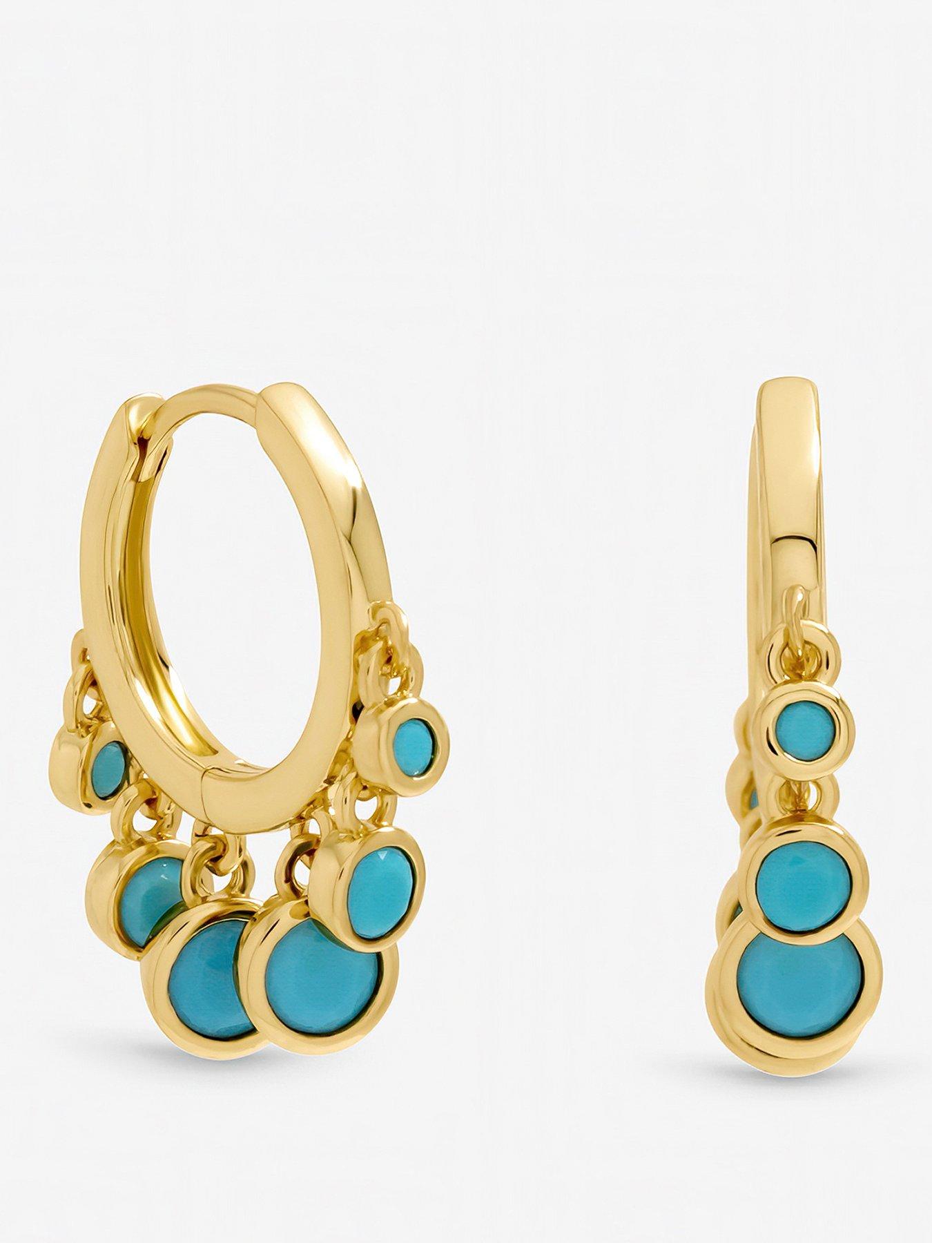 inicio-inicio-gold-plated-multidrop-blue-charm-huggie-earrings-gift-pouch