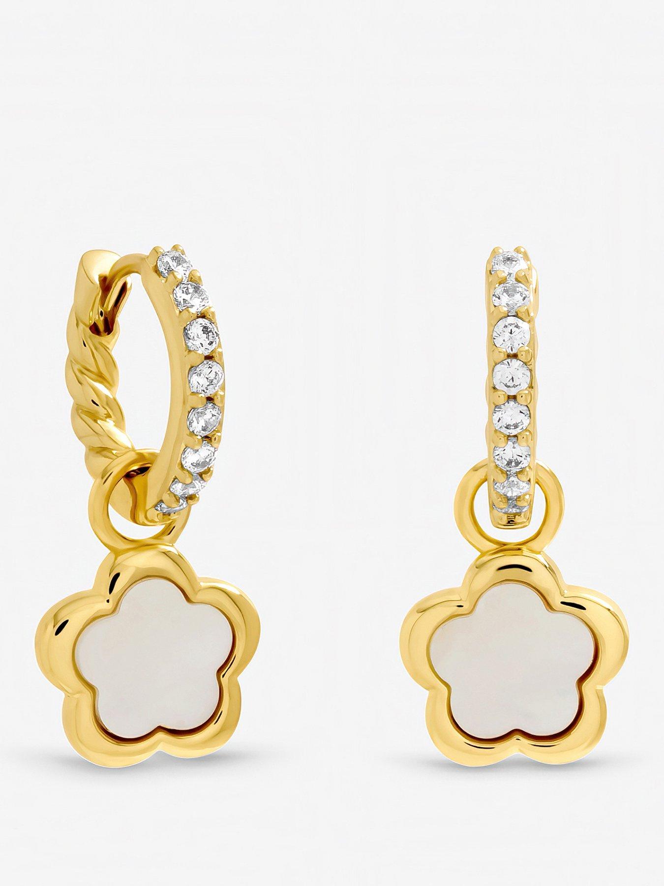 Inicio Inicio Gold Plated and Mother of Pearl Flower Earrings - Gift Pouch