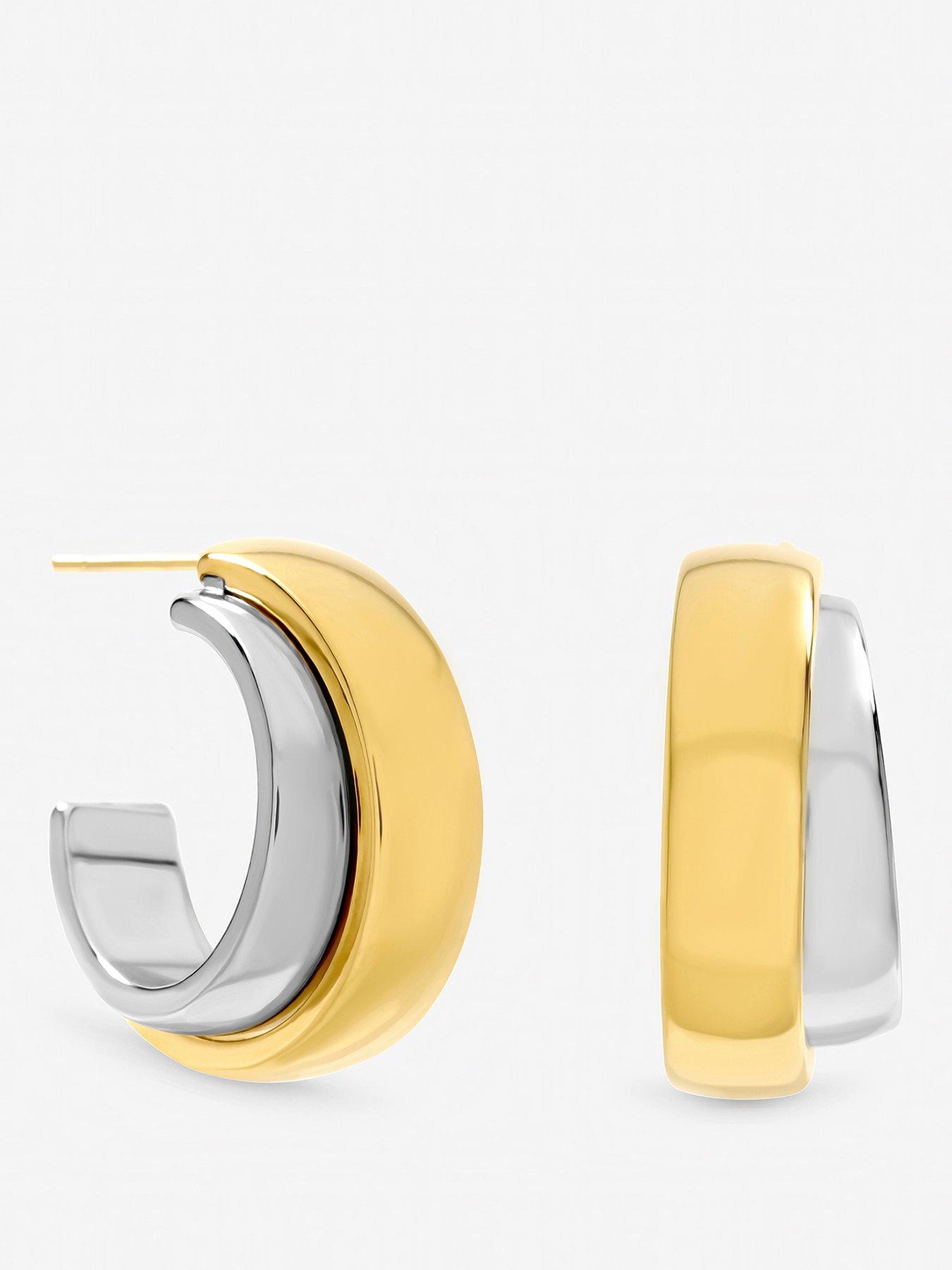 Jon Richard Jon Richard Two Tone Waterproof Double Row Hoop Earrings
