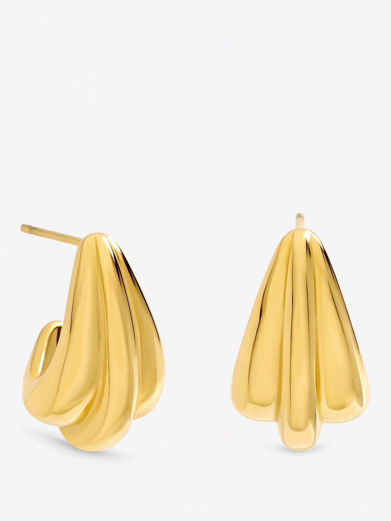 Jon Richard Jon Richard Gold Plated Waterproof Multirow Dome Hoop Earrings