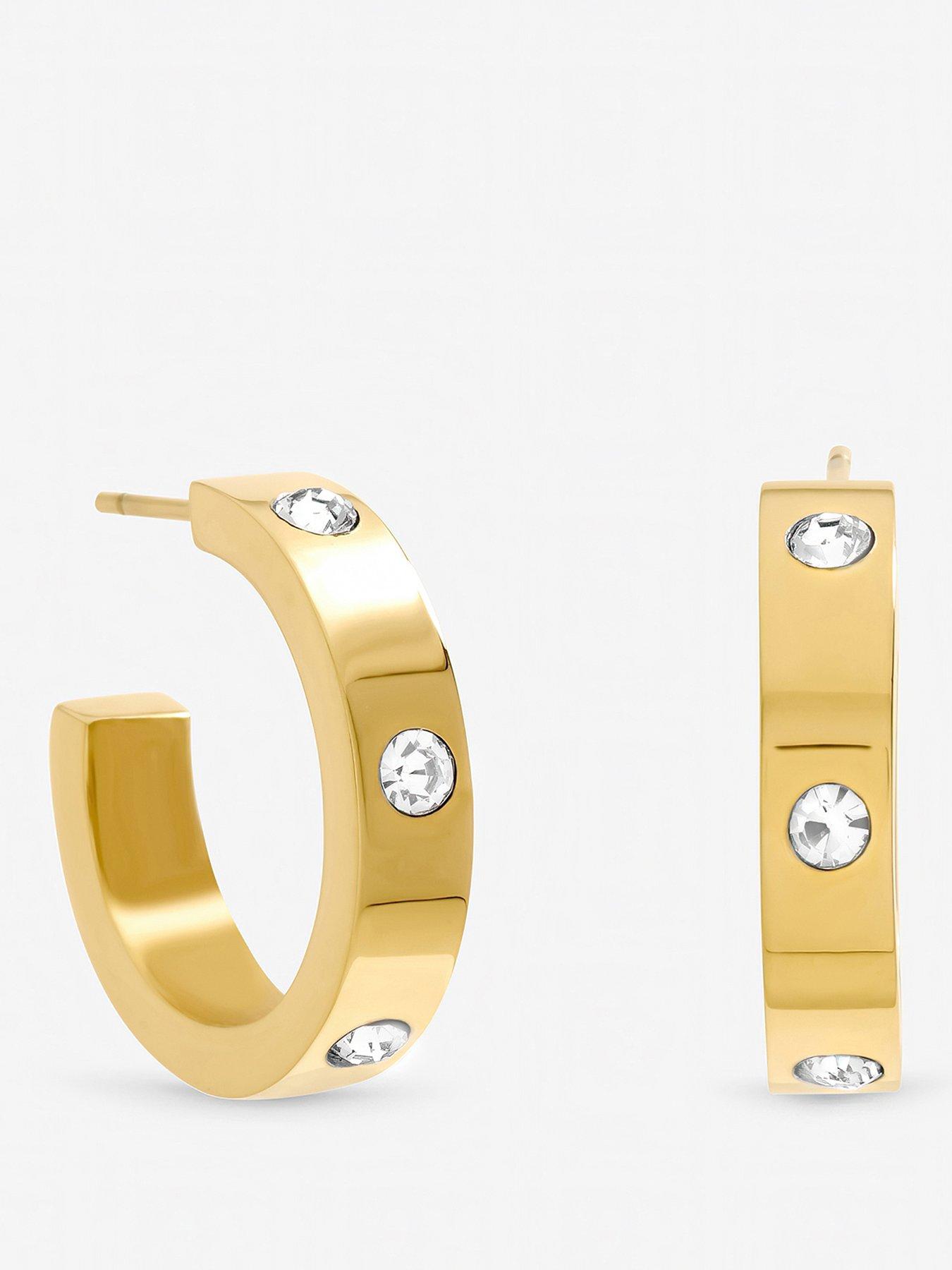 Jon Richard Jon Richard Gold Plated Waterproof and Crystal Hoop Earrings
