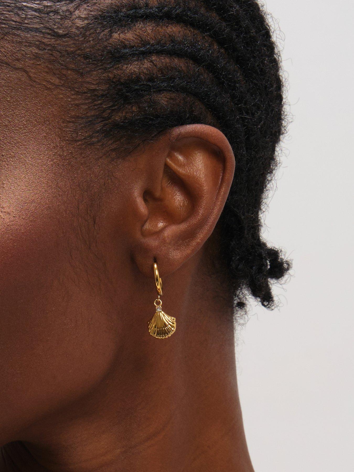 Image 2 of 3 of Jon Richard Gold Plated Waterproof Shell Hoop Earrings
