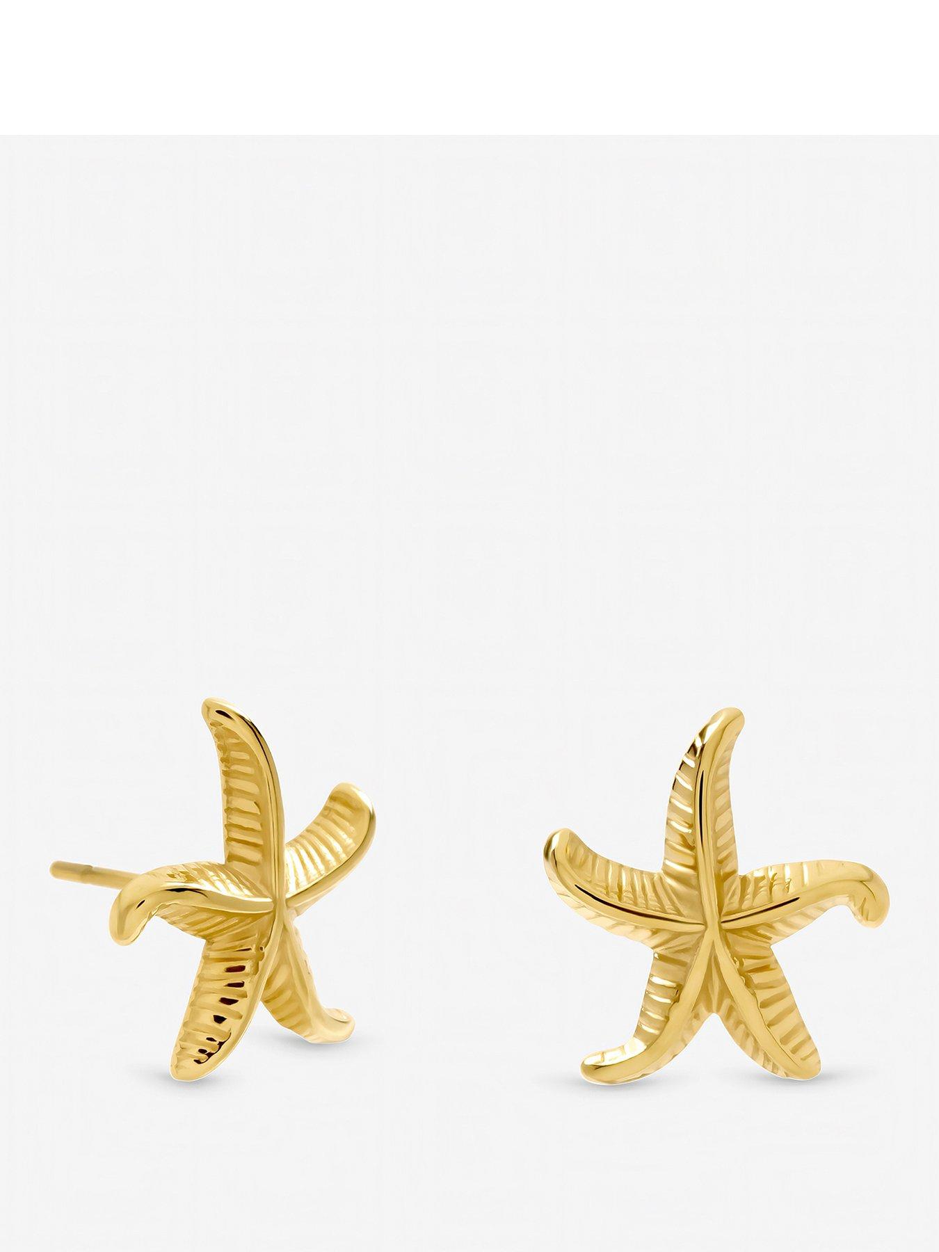 Jon Richard Jon Richard Gold Plated Waterproof Coastal Starfish Earrings