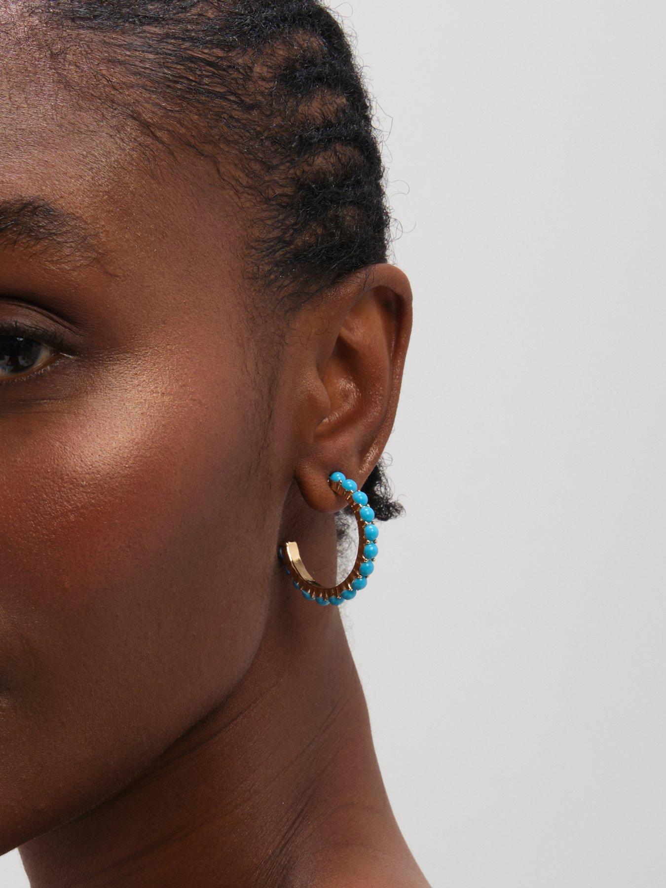 mood-gold-plated-and-blue-bead-hoop-earringsstillFront