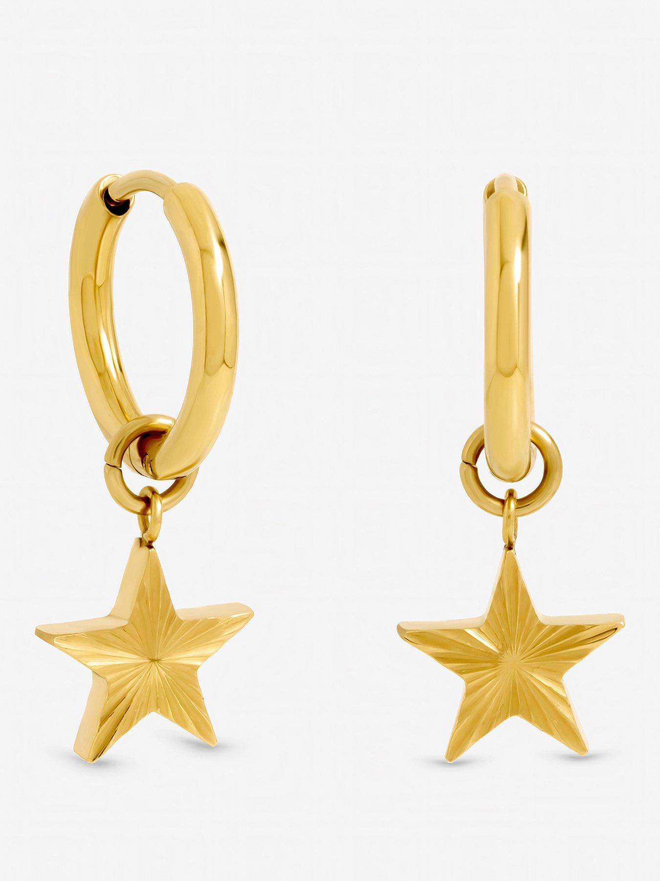 jon-richard-gold-plated-waterproof-diamond-cut-star-huggie-earrings