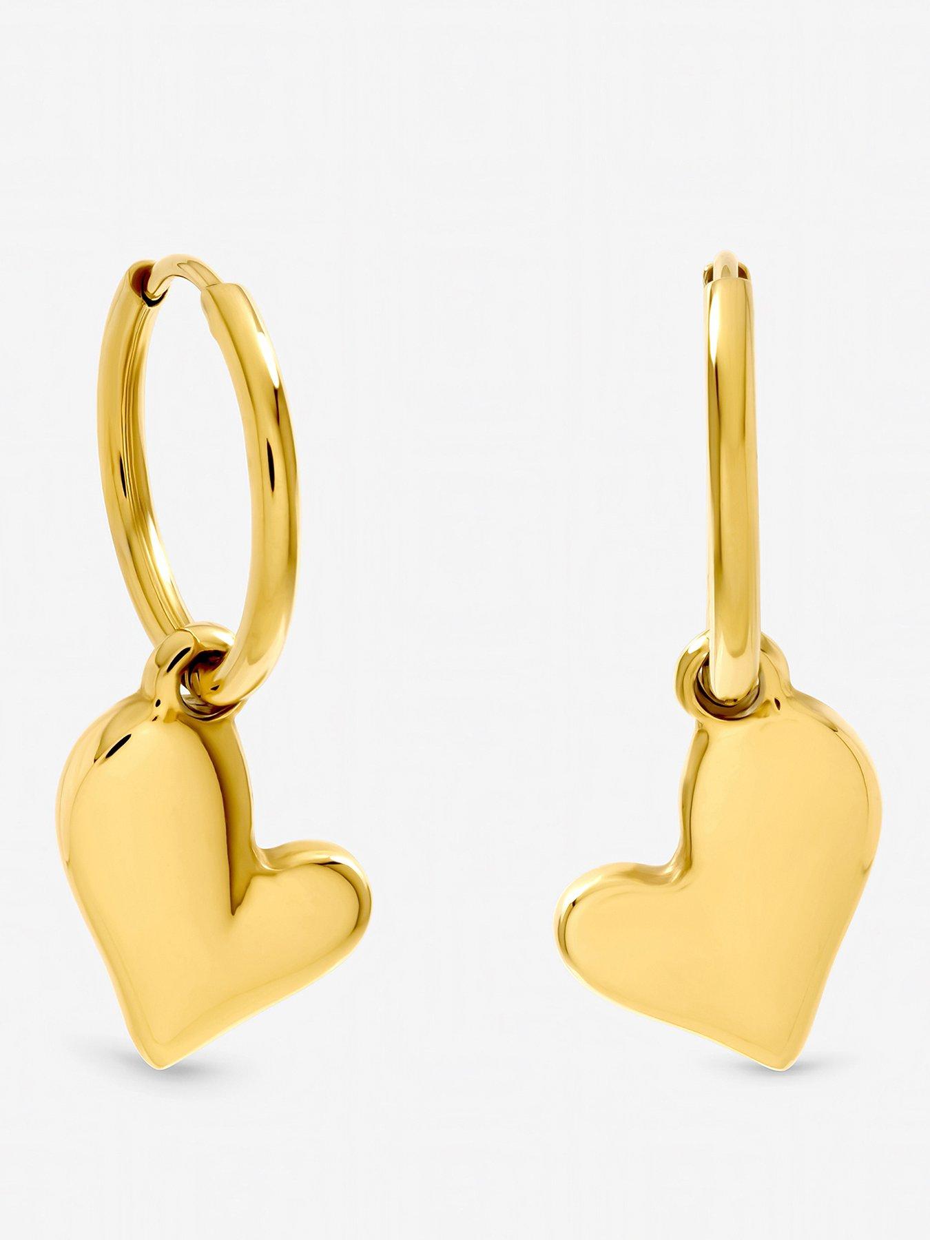 Jon Richard Jon Richard Gold Plated Waterproof Heart Charm Hoop Earrings