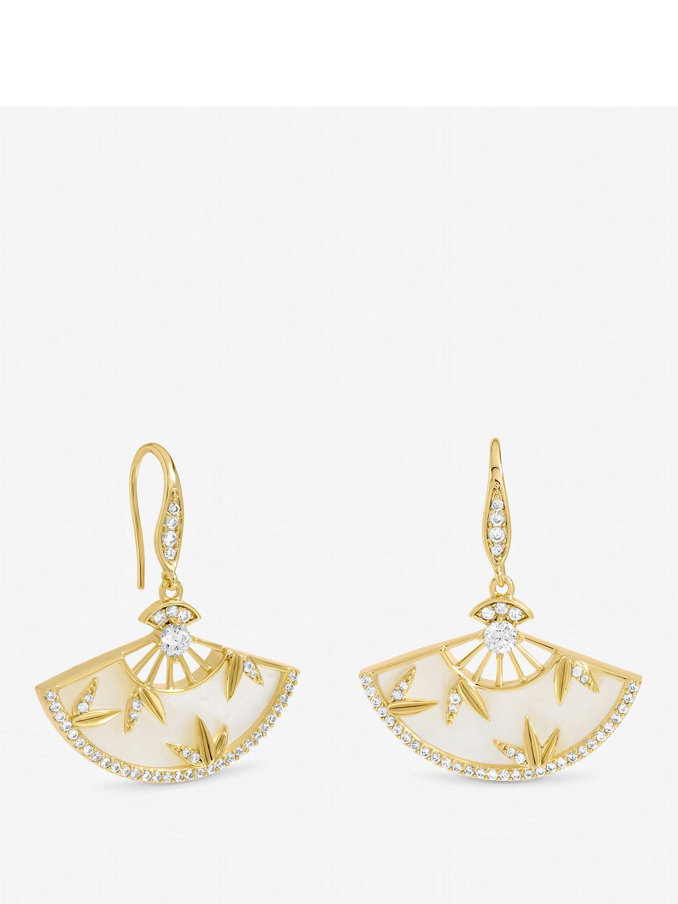 Jon Richard Jon Richard Gold Plated Mother of Pearl Fan Earrings