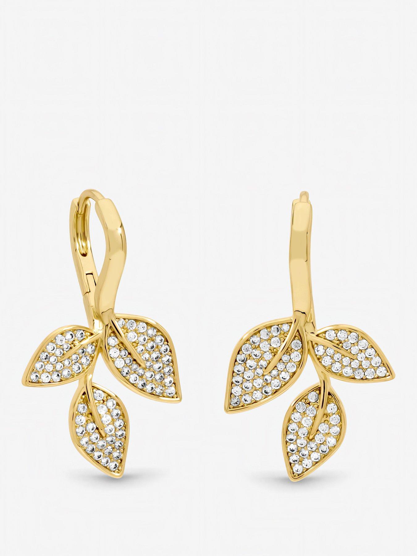 Jon Richard Jon Richard Gold Plated and Cubic Zirconia Leaf Earrings