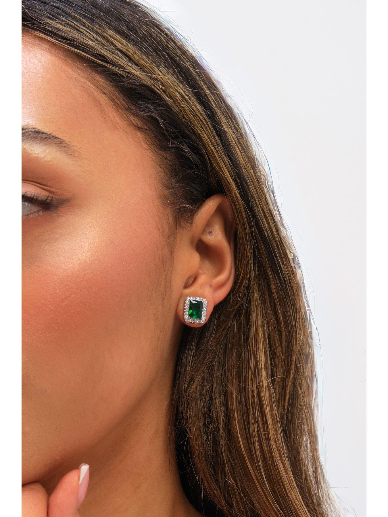 Image 3 of 3 of Jon Richard Cubic Zirconia Emerald Perfume Bottle Stud Earrings