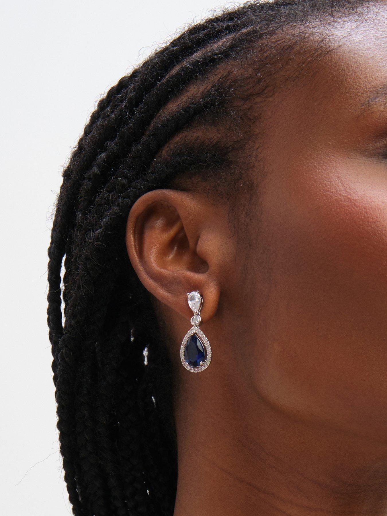jon-richard-rhodium-plated-cubic-zirconia-sapphire-pear-drop-earringsfront