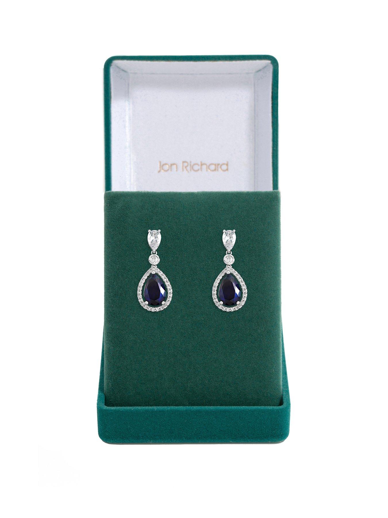 jon-richard-rhodium-plated-cubic-zirconia-sapphire-pear-drop-earringsstillFront