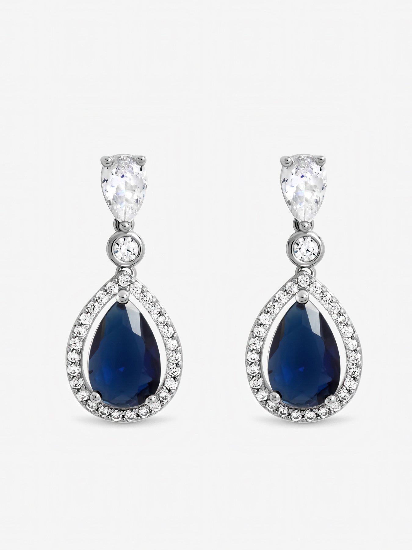 jon-richard-rhodium-plated-cubic-zirconia-sapphire-pear-drop-earringsback