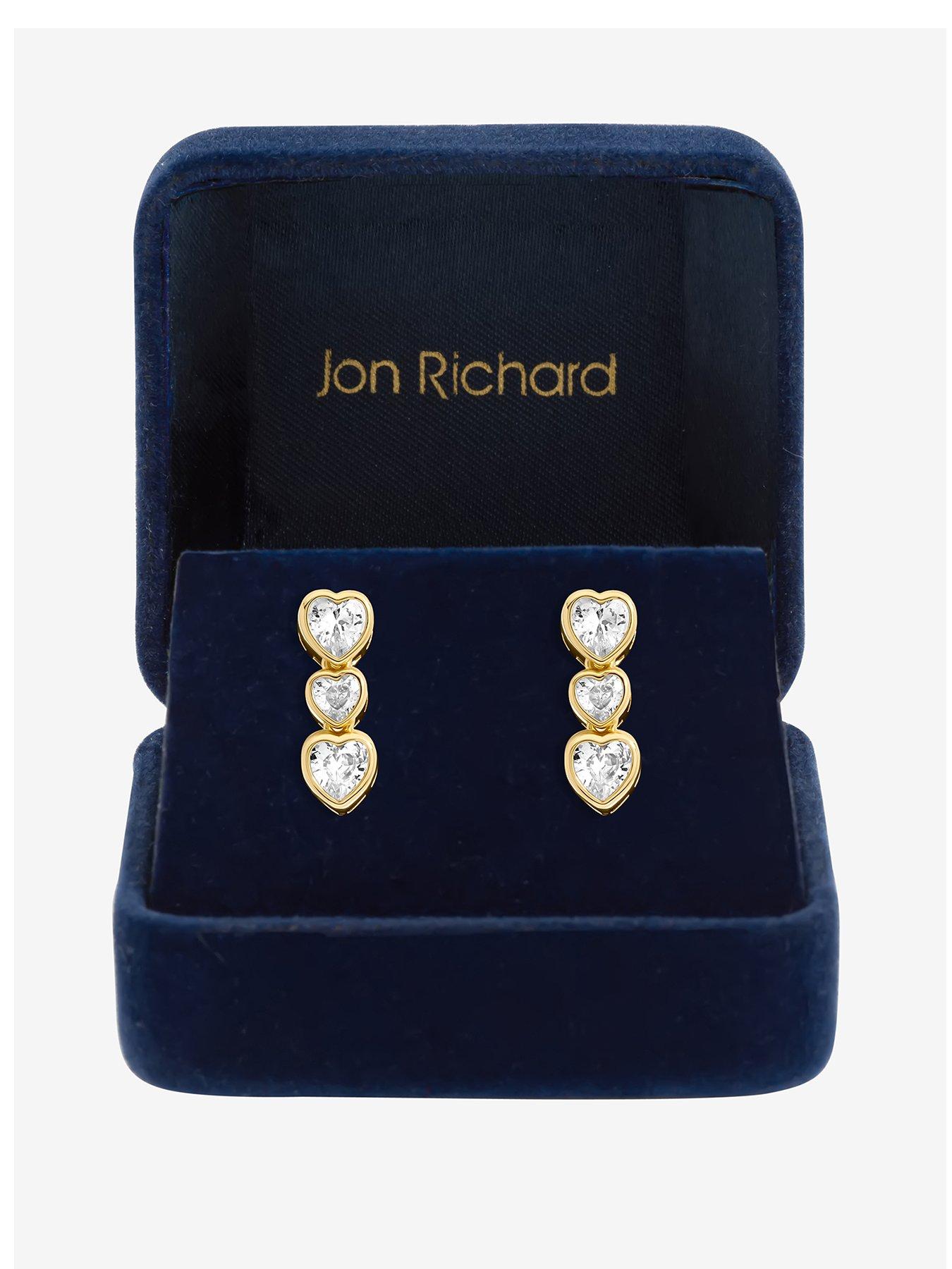 Jon Richard Jon Richard Gold Plated Cubic Zirconia Heart Drop Earrings