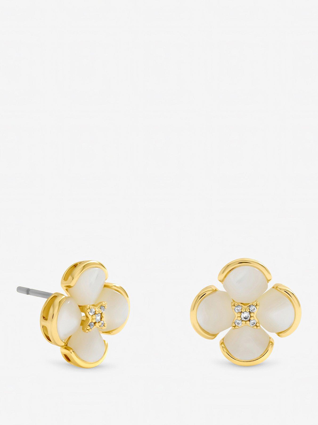 Jon Richard Jon Richard Gold Plated Mother of Pearl Flower Stud Earrings