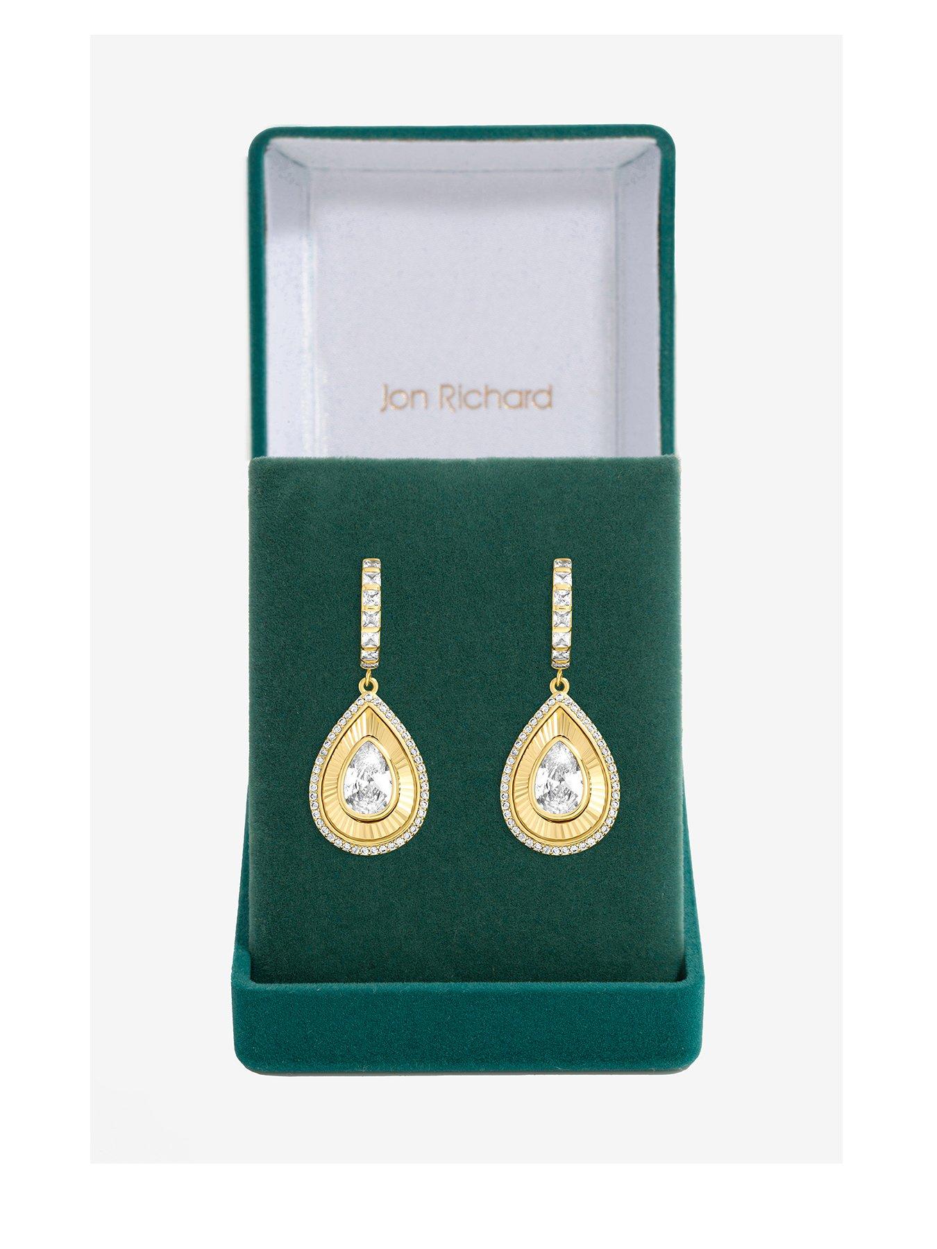 Jon Richard Jon Richard Gold Plated and Diamond Cut Peardrop Earrings