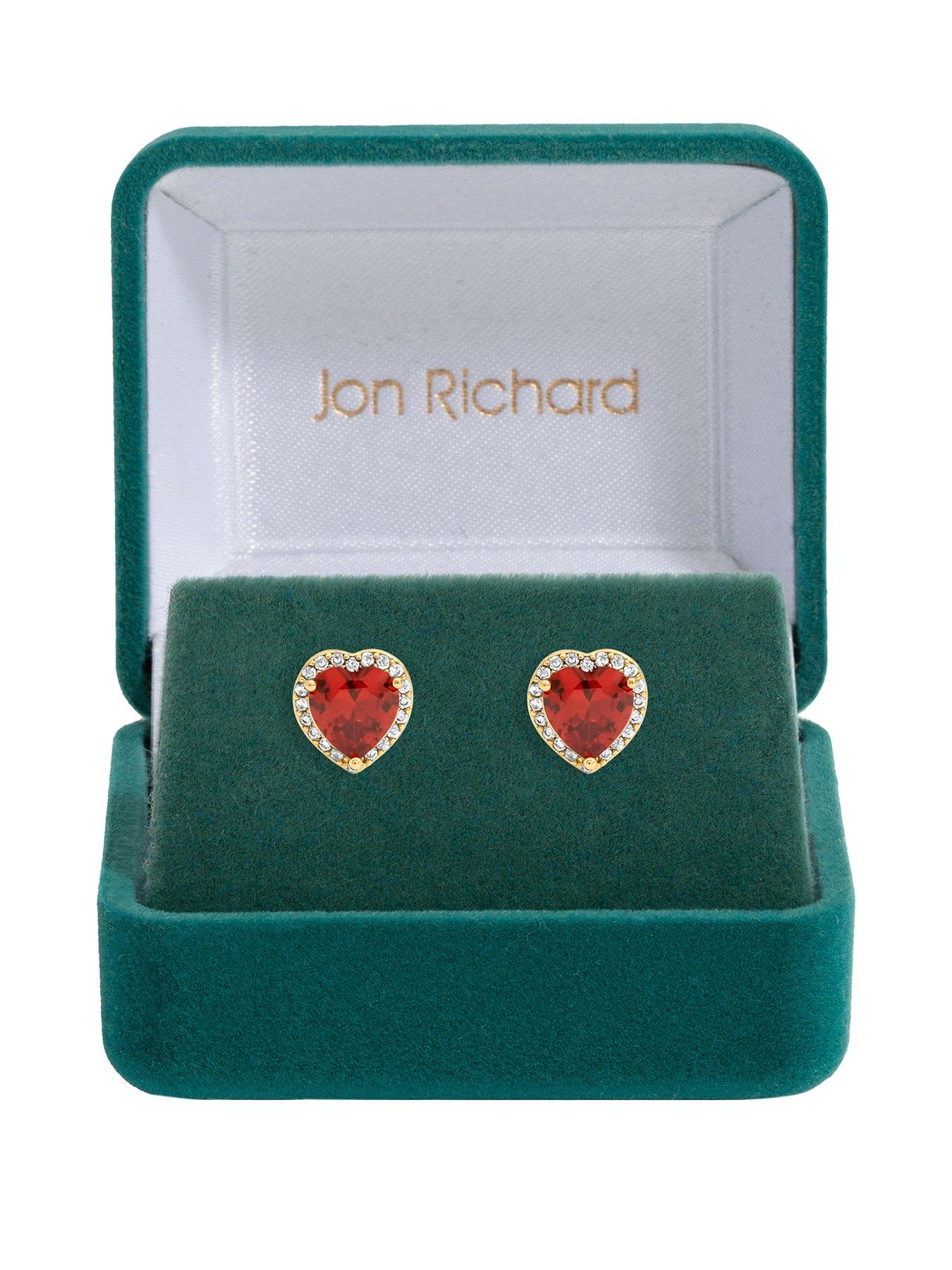 Jon Richard Jon Richard Gold Plated and Red Heart Earrings