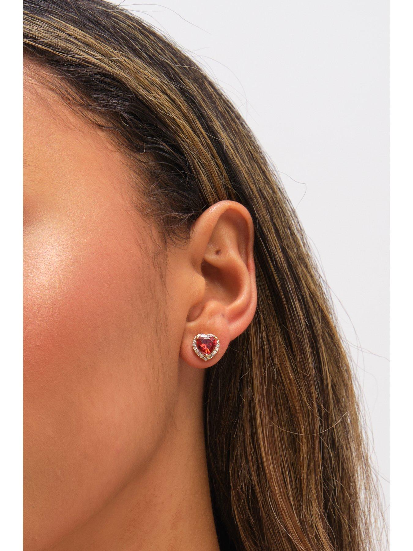 Image 3 of 4 of Jon Richard Gold Plated and Red Heart Earrings