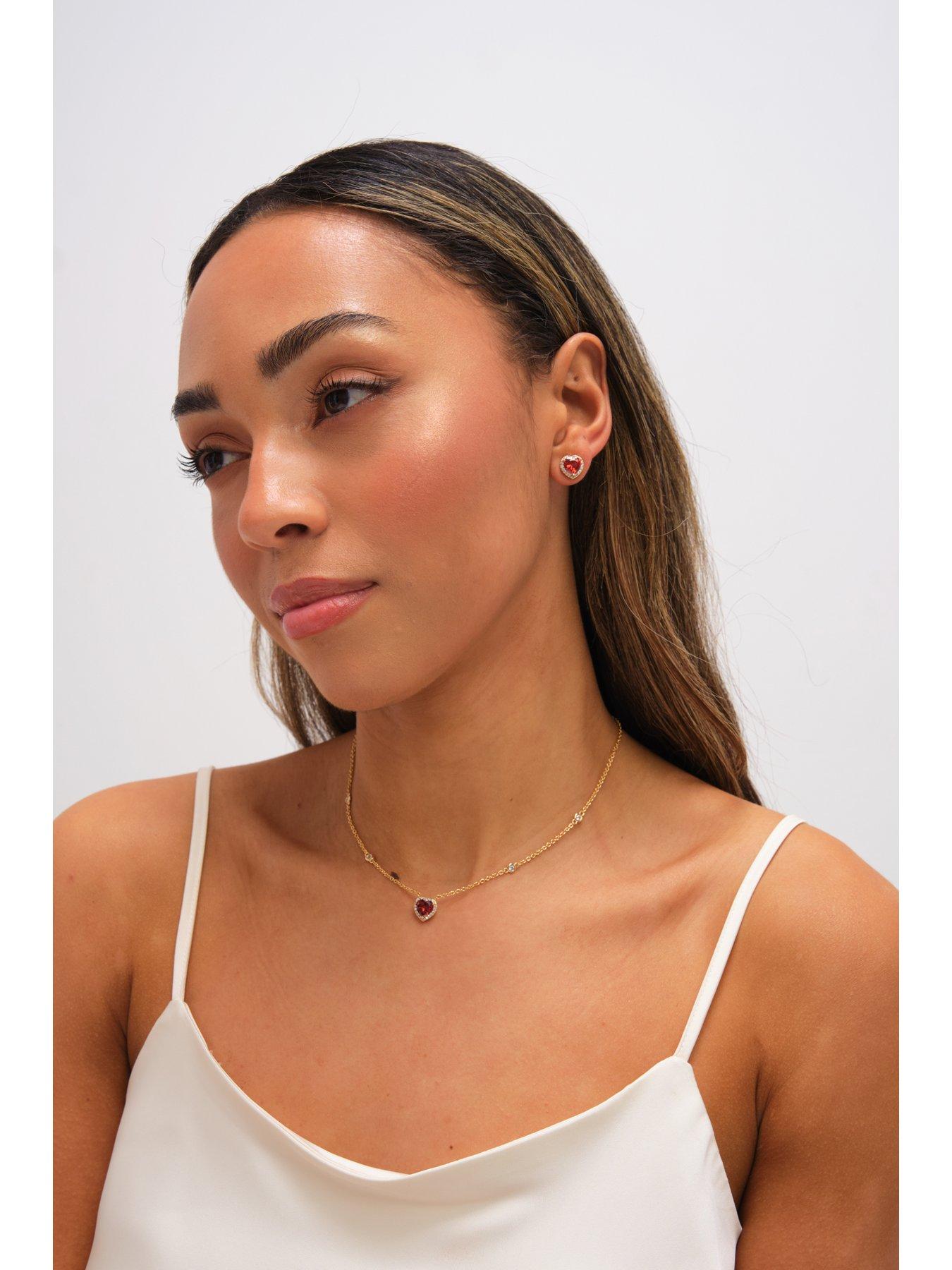 Image 4 of 4 of Jon Richard Gold Plated and Red Heart Earrings